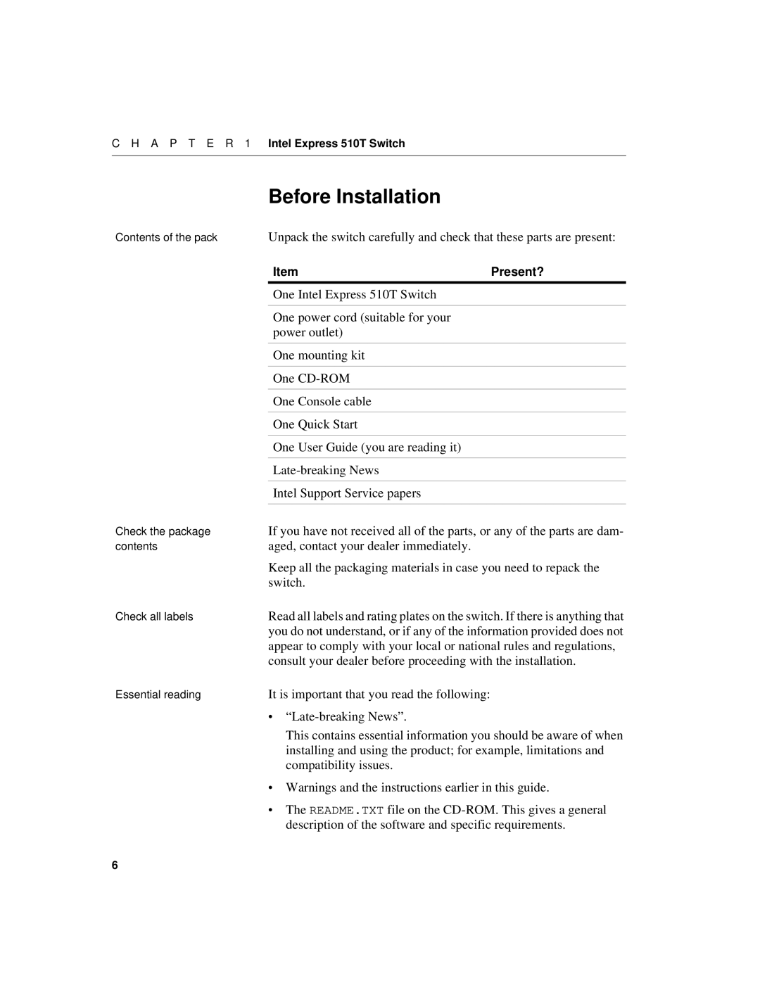 Intel 510T manual Before Installation, Consult your dealer before proceeding with the installation 