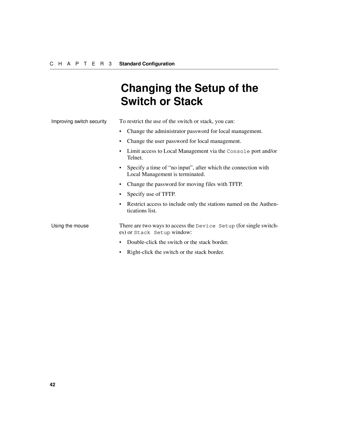 Intel 510T manual Changing the Setup, Switch or Stack 