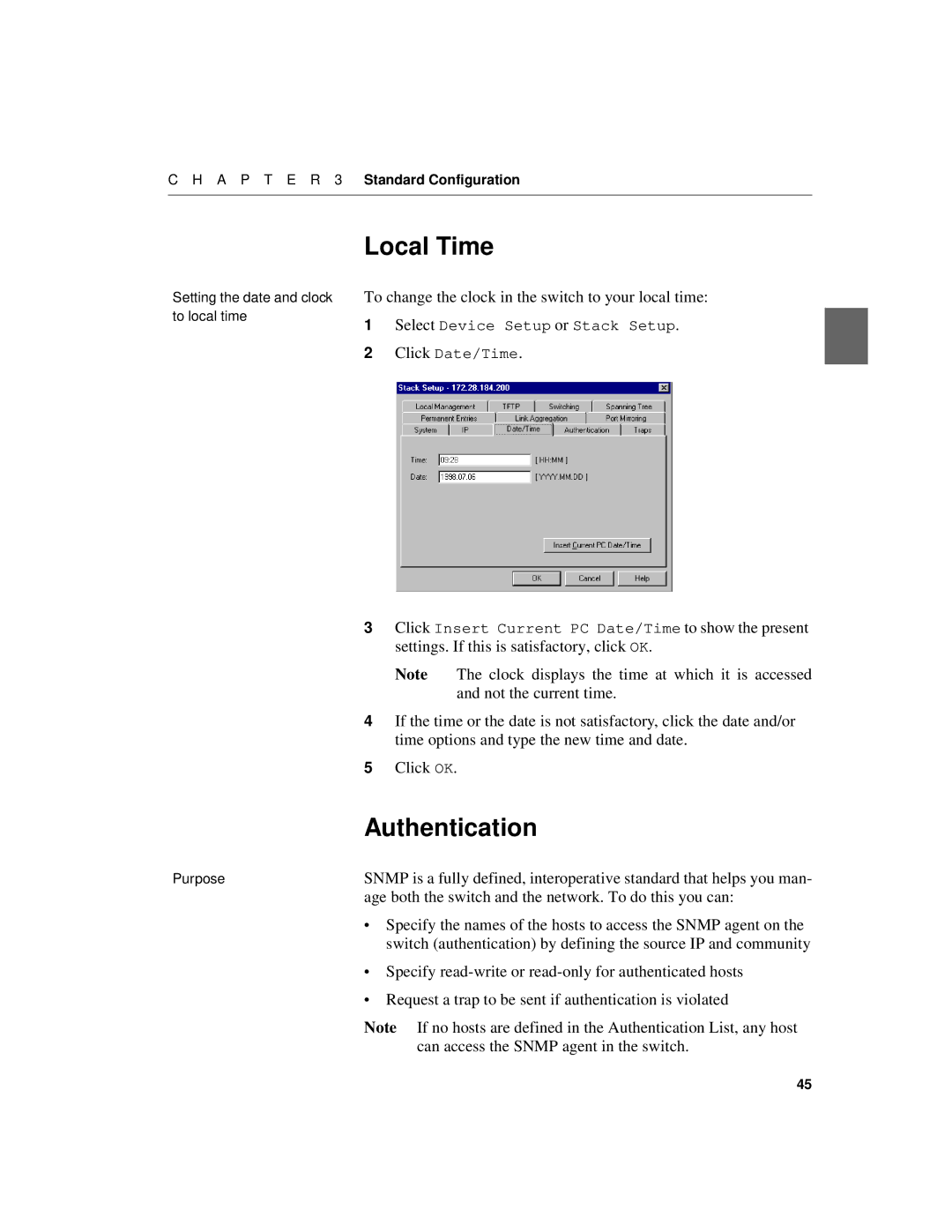 Intel 510T manual Local Time, Authentication 