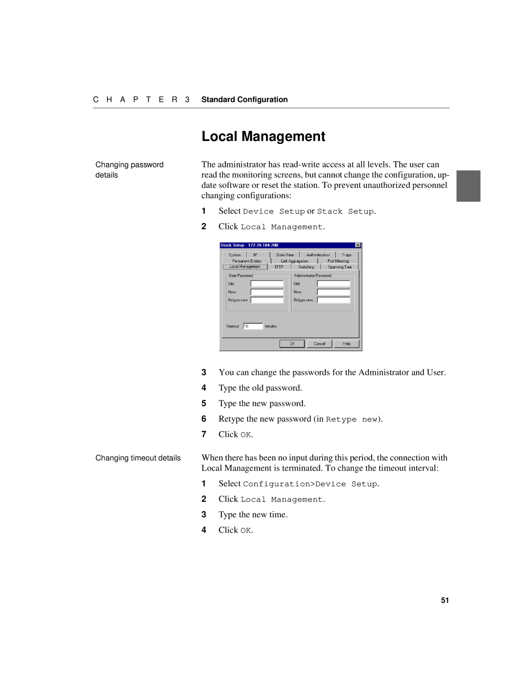 Intel 510T manual Local Management, Changing configurations, Type the new time Click OK 