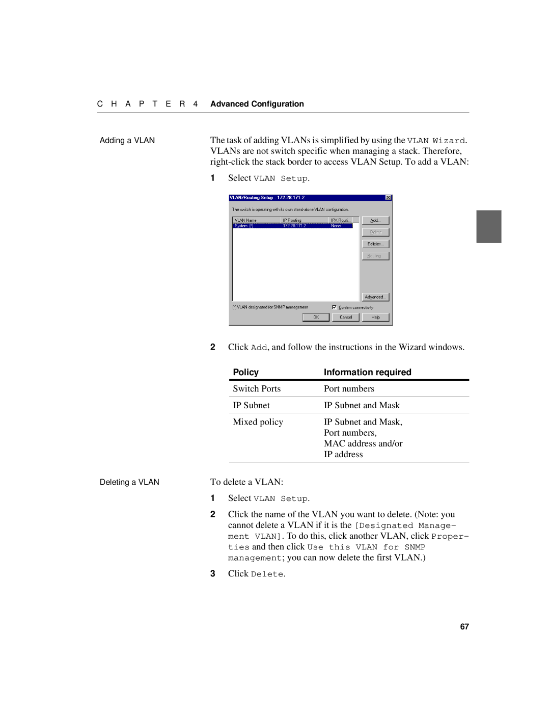 Intel 510T manual To delete a Vlan, Click the name of the Vlan you want to delete. Note you, Click Delete 