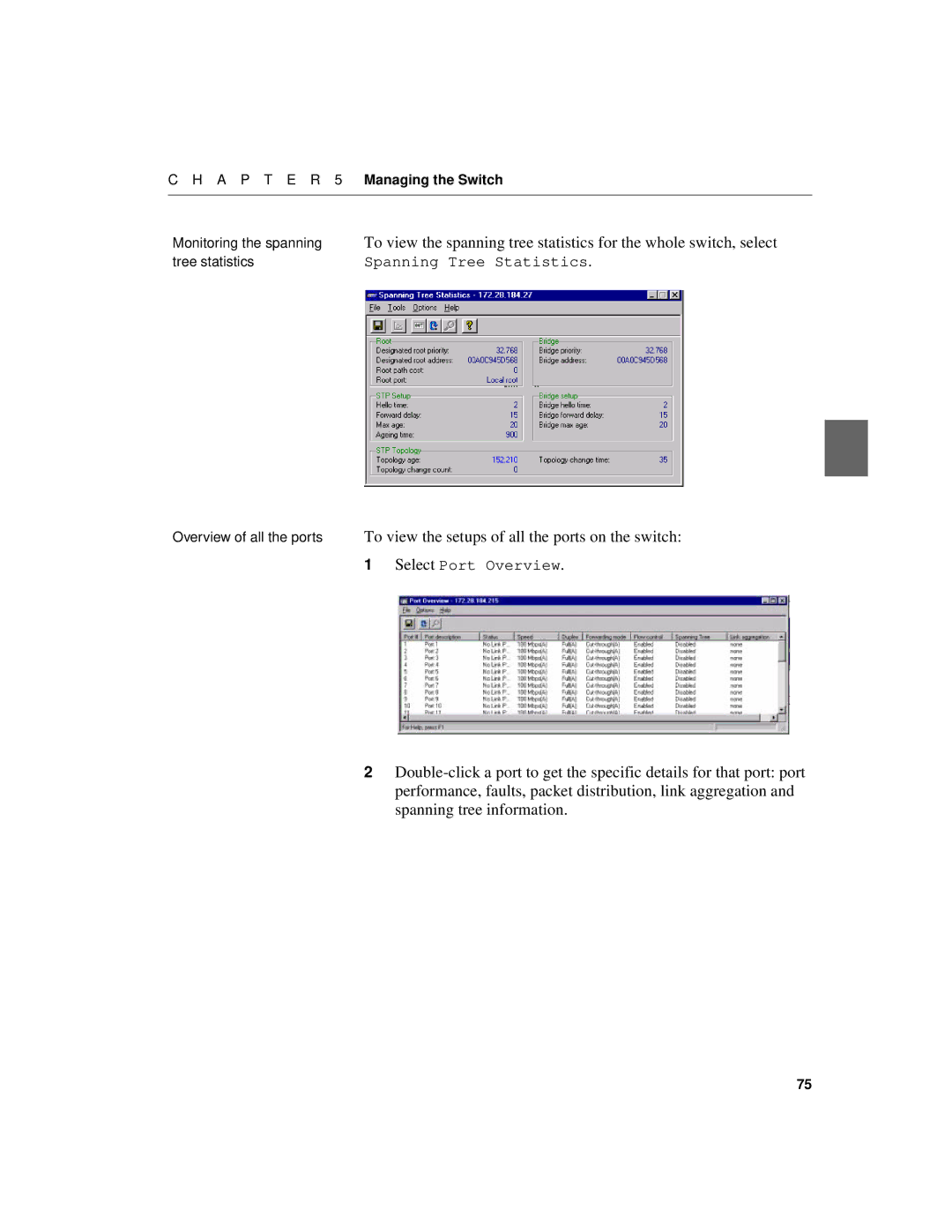 Intel 510T manual Spanning Tree Statistics 