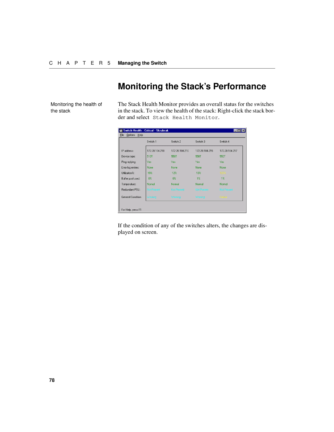 Intel 510T manual Monitoring the Stack’s Performance 