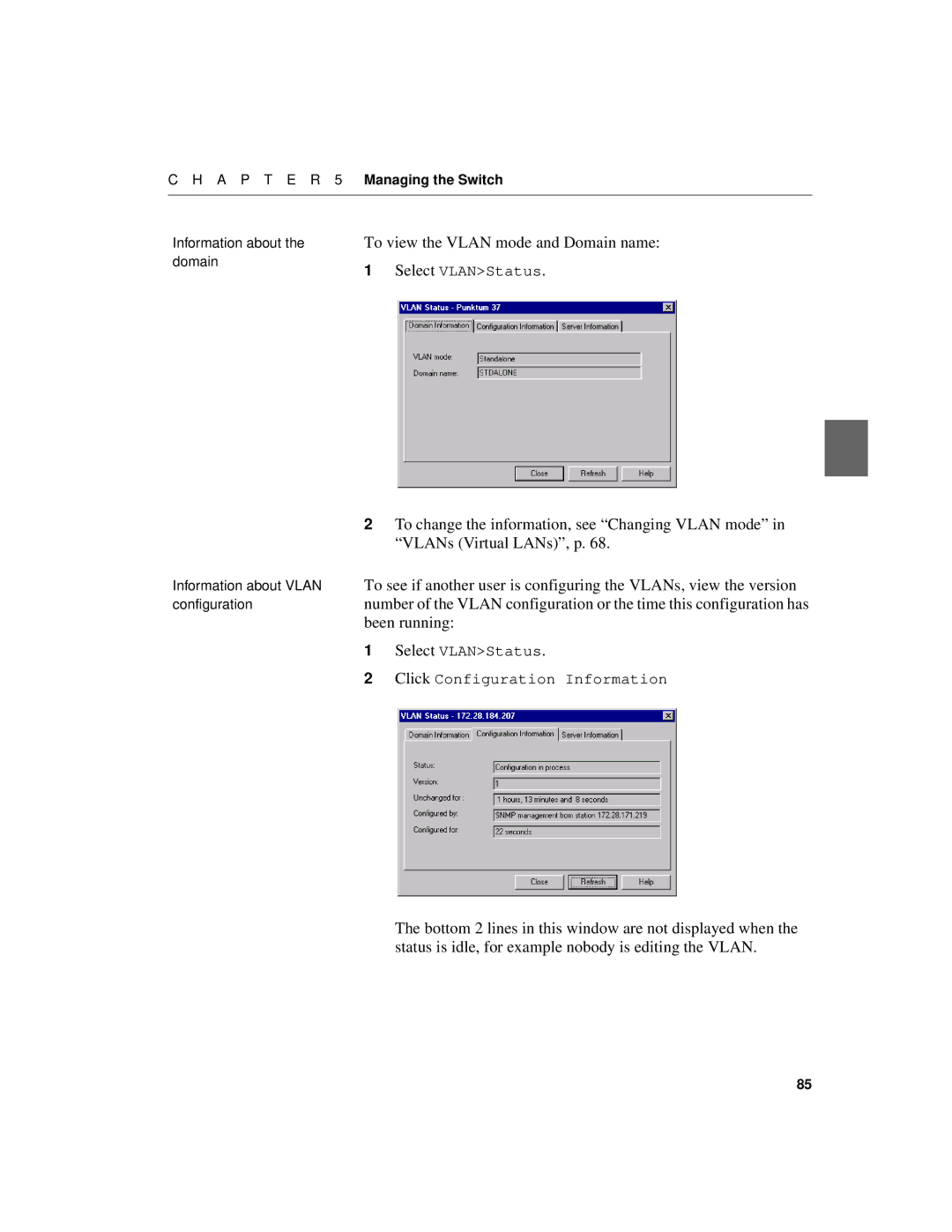 Intel 510T manual To view the Vlan mode and Domain name 