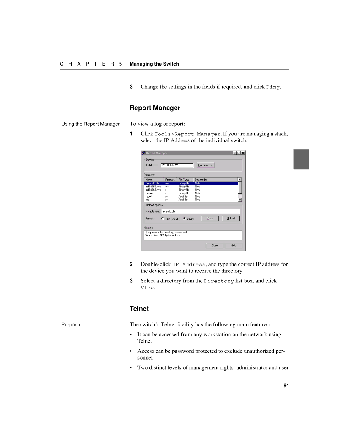 Intel 520T manual Switch’s Telnet facility has the following main features, Sonnel 