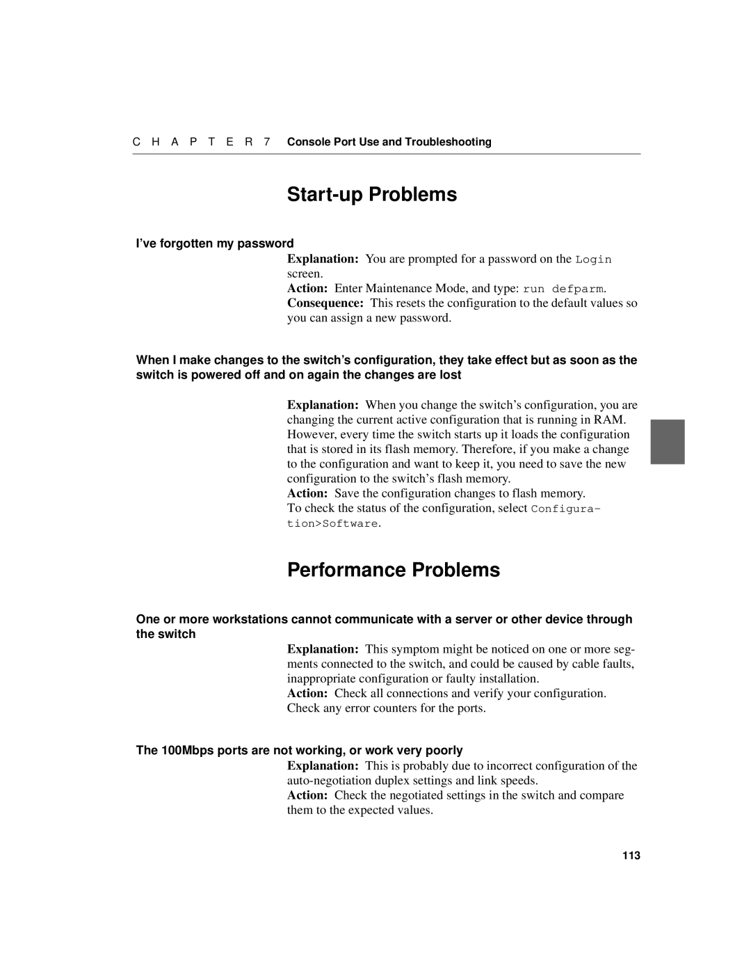 Intel 520T manual Start-up Problems, Performance Problems 