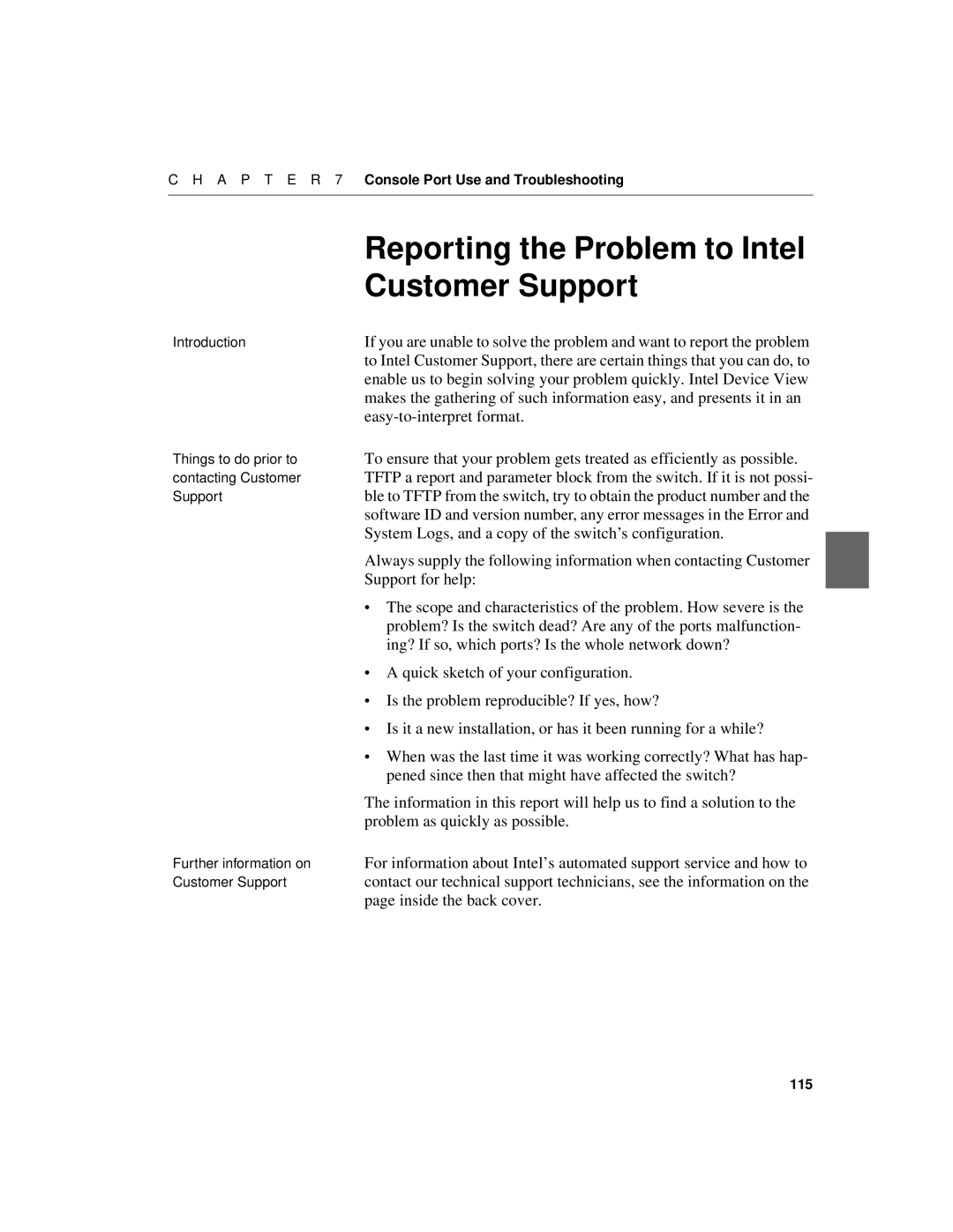 Intel 520T manual Customer Support 