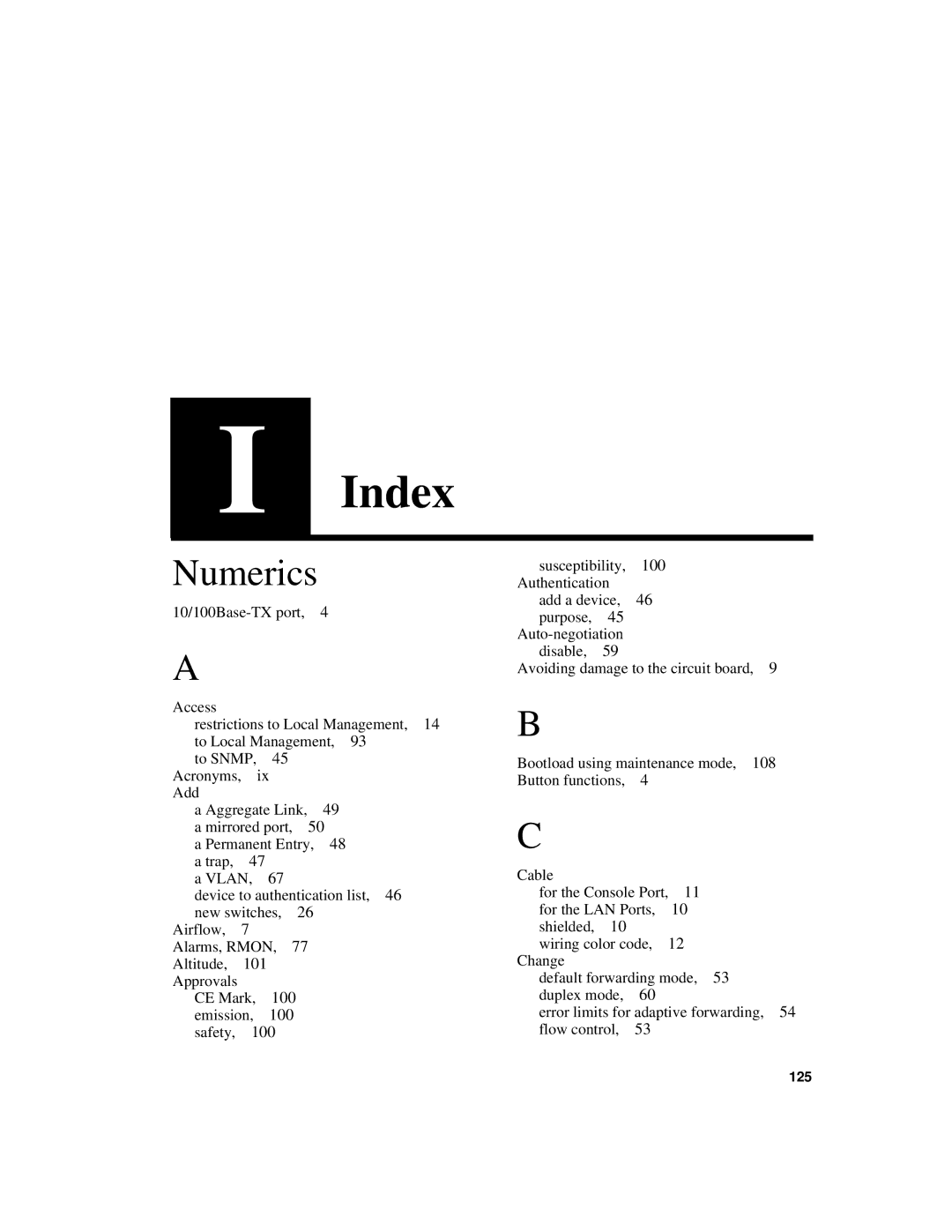 Intel 520T manual Index, 101 