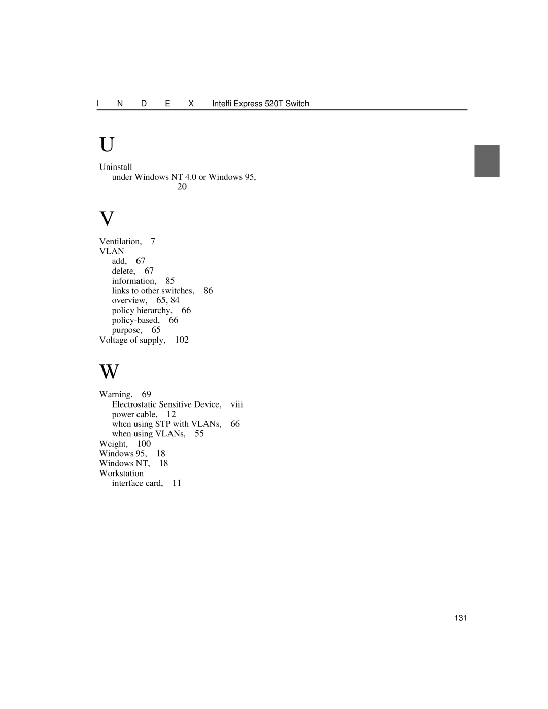 Intel 520T manual Vlan 