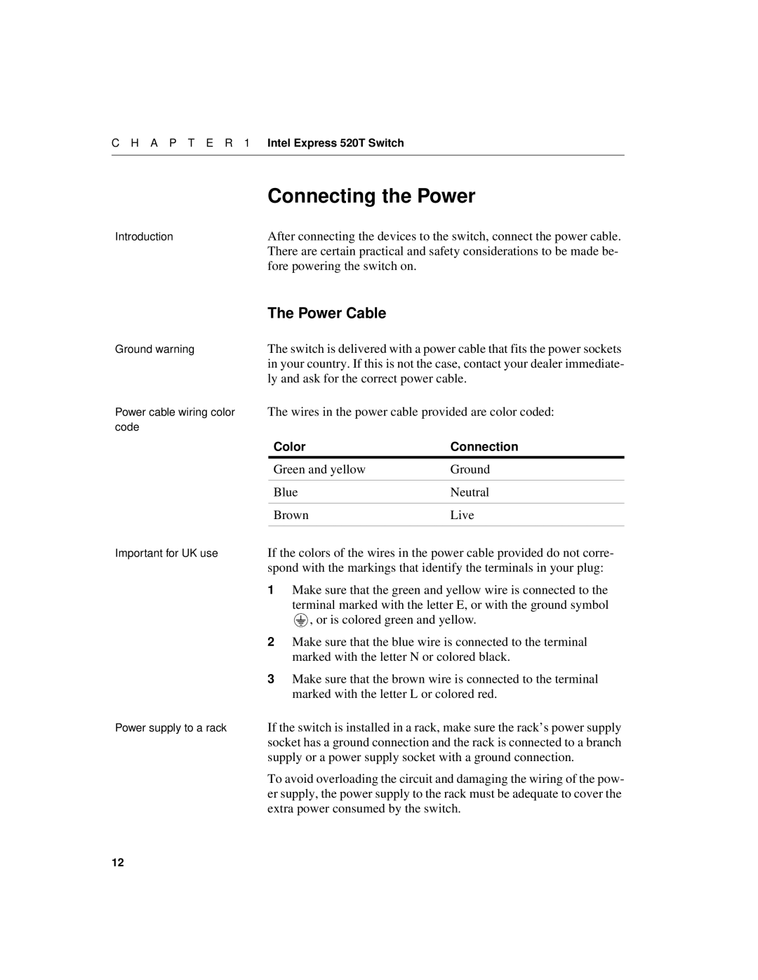 Intel 520T manual Connecting the Power 