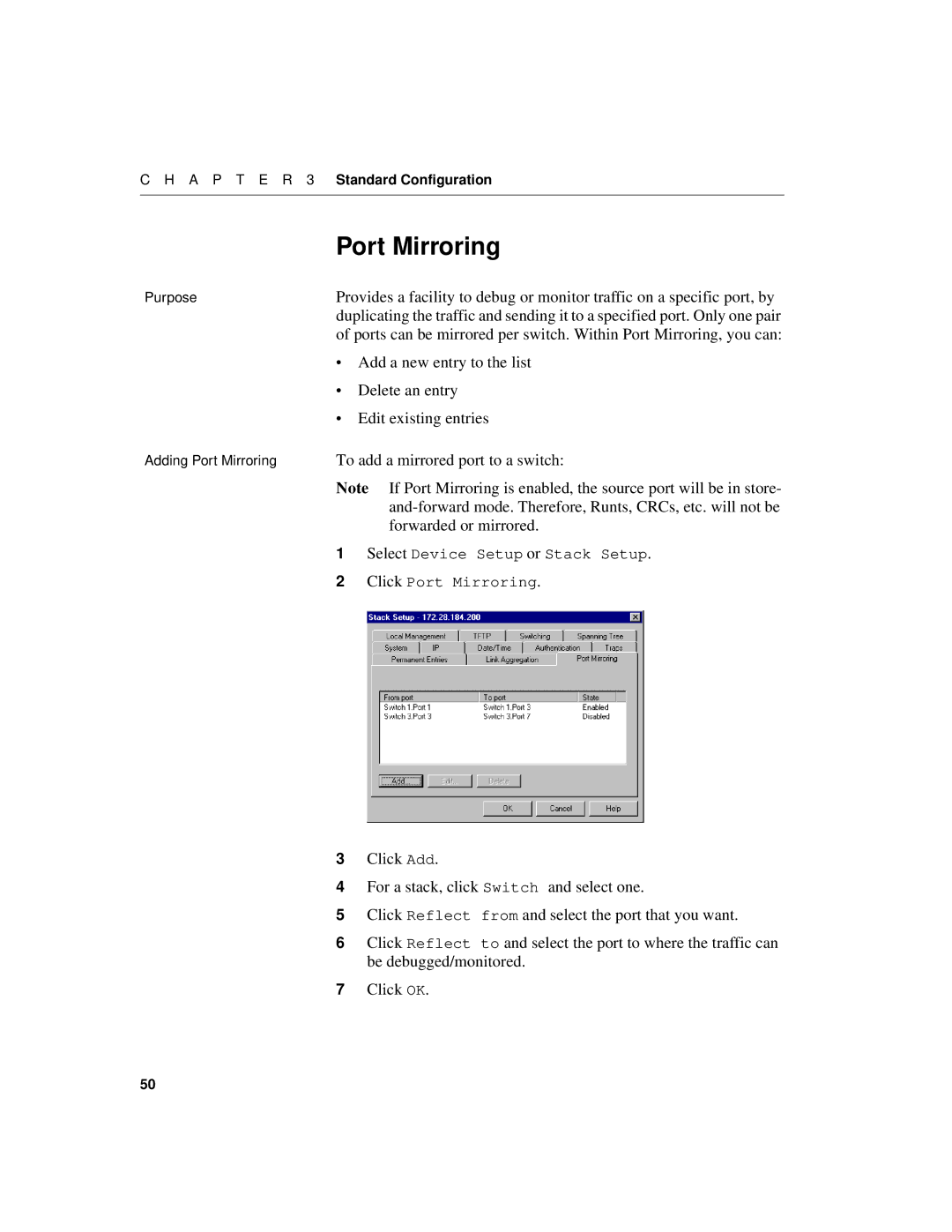 Intel 520T manual Port Mirroring, To add a mirrored port to a switch, Forwarded or mirrored 