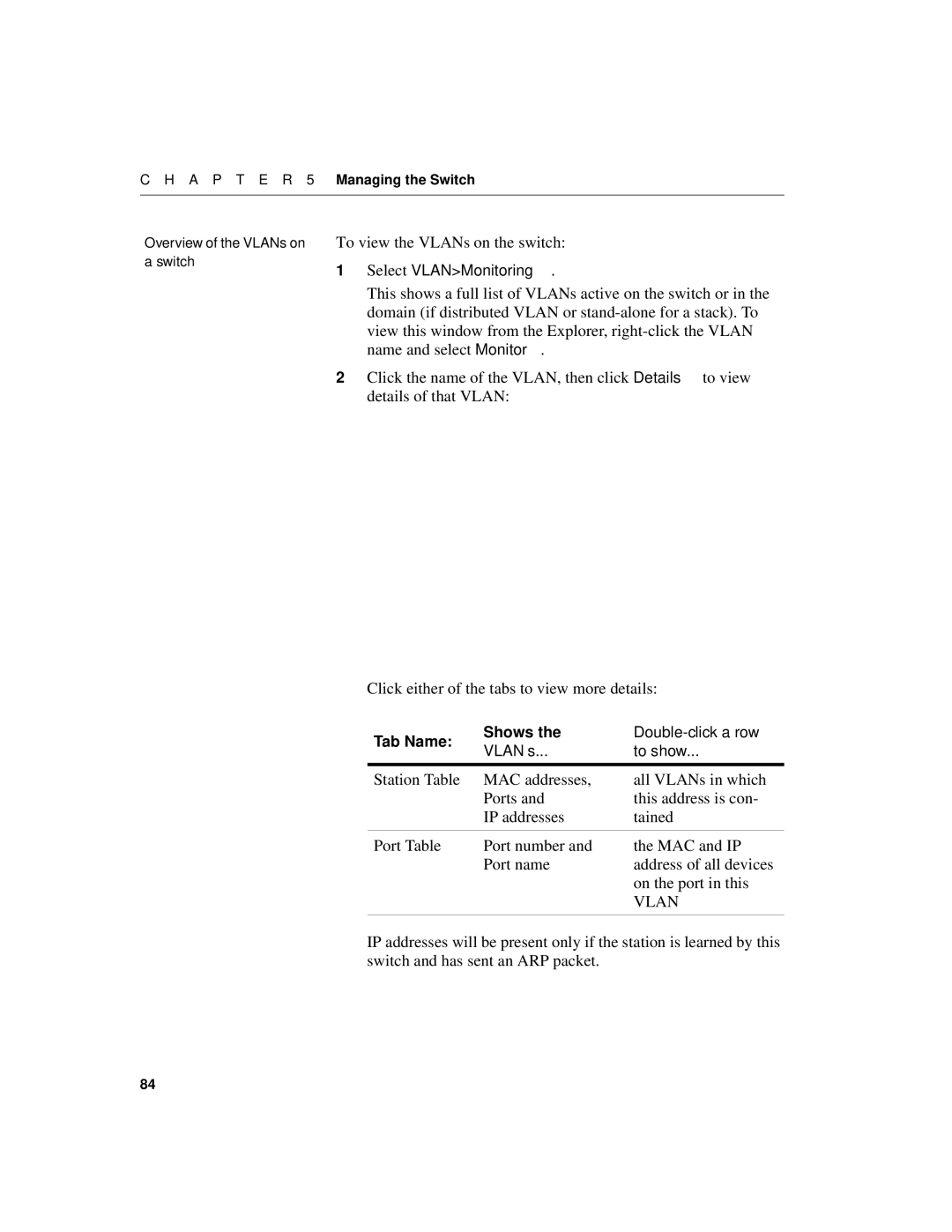 Intel 520T manual To view the VLANs on the switch 