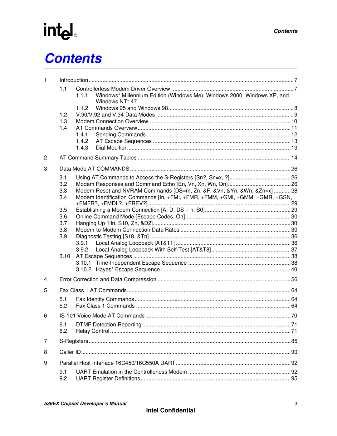 Intel 537EX manual Contents 