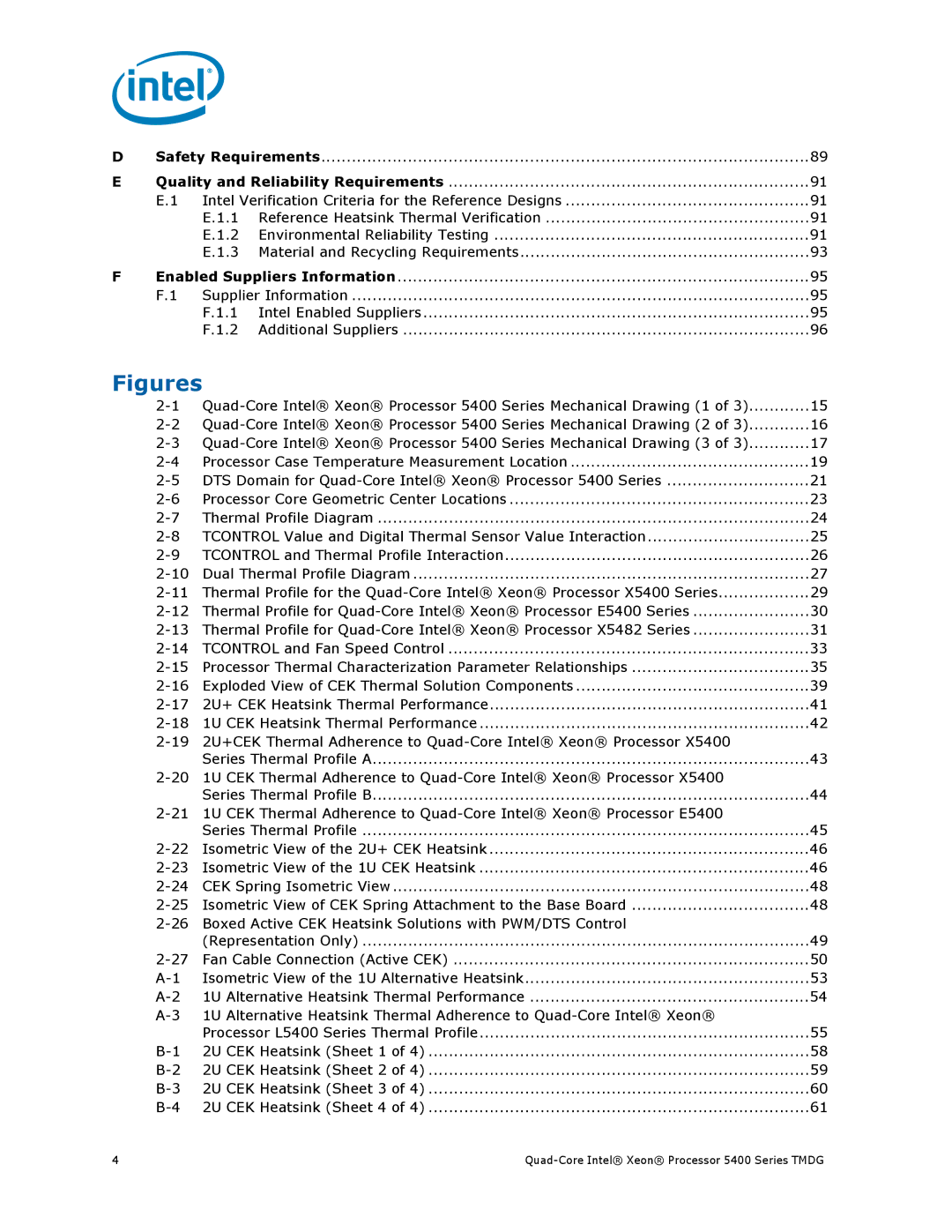 Intel 5400 Series manual Figures 