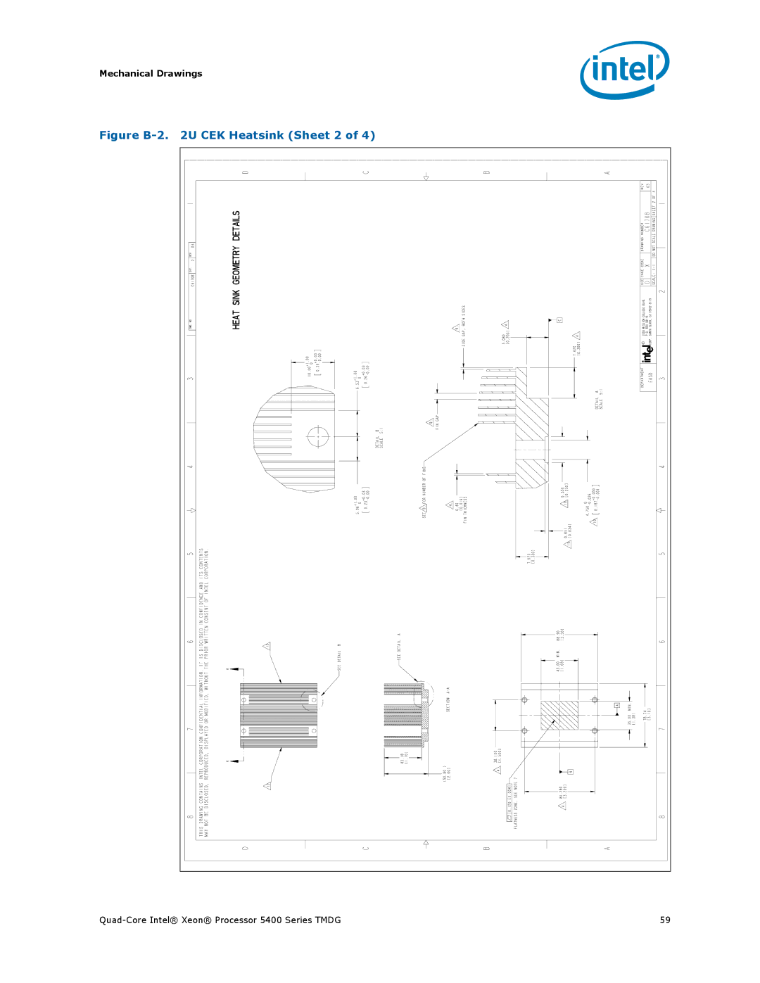 Intel 5400 Series manual Figure B-2 2U CEK Heatsink Sheet 2 