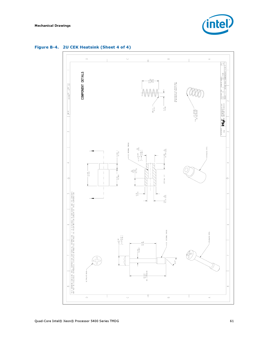 Intel 5400 Series manual Figure B-4 2U CEK Heatsink Sheet 4 