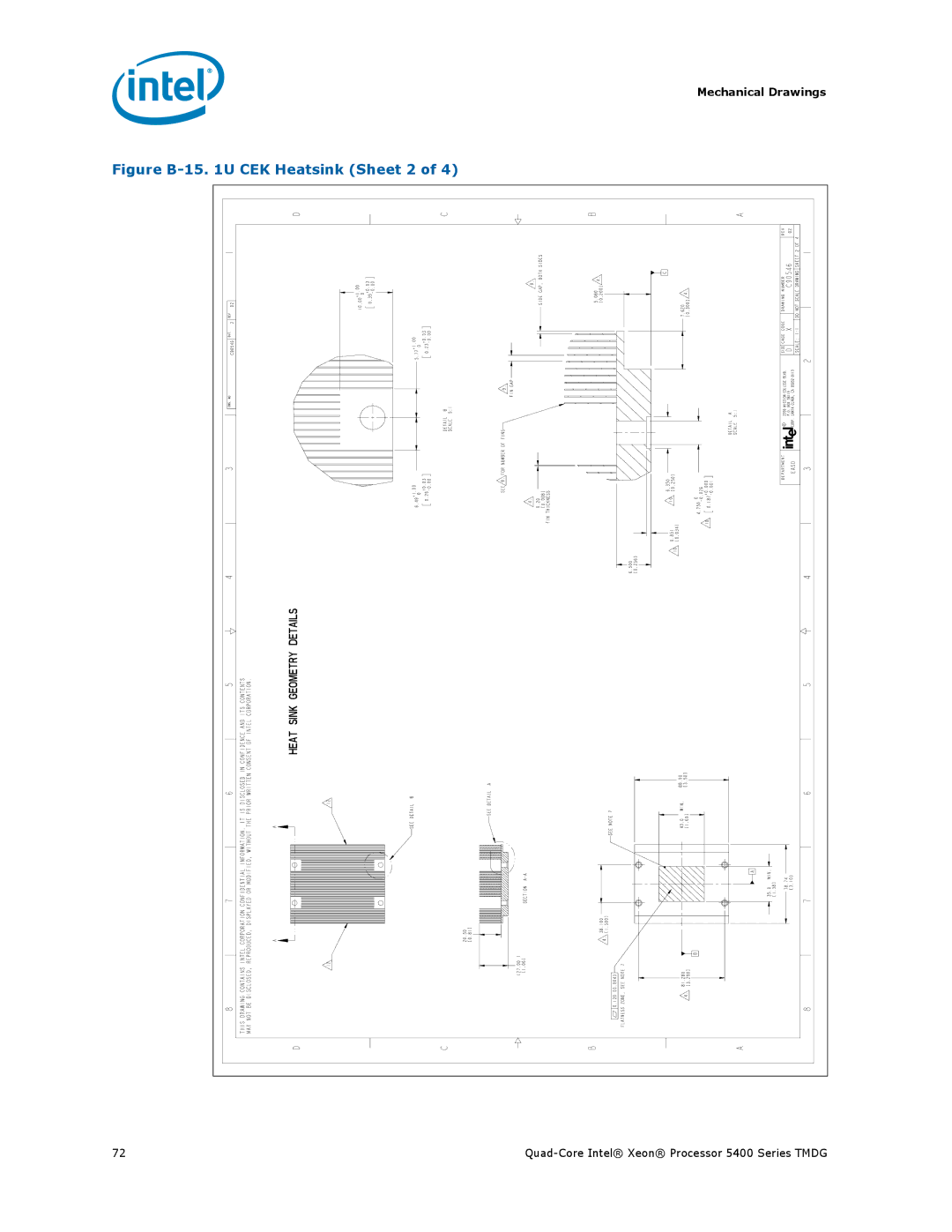 Intel 5400 Series manual Figure B-15 U CEK Heatsink Sheet 2 