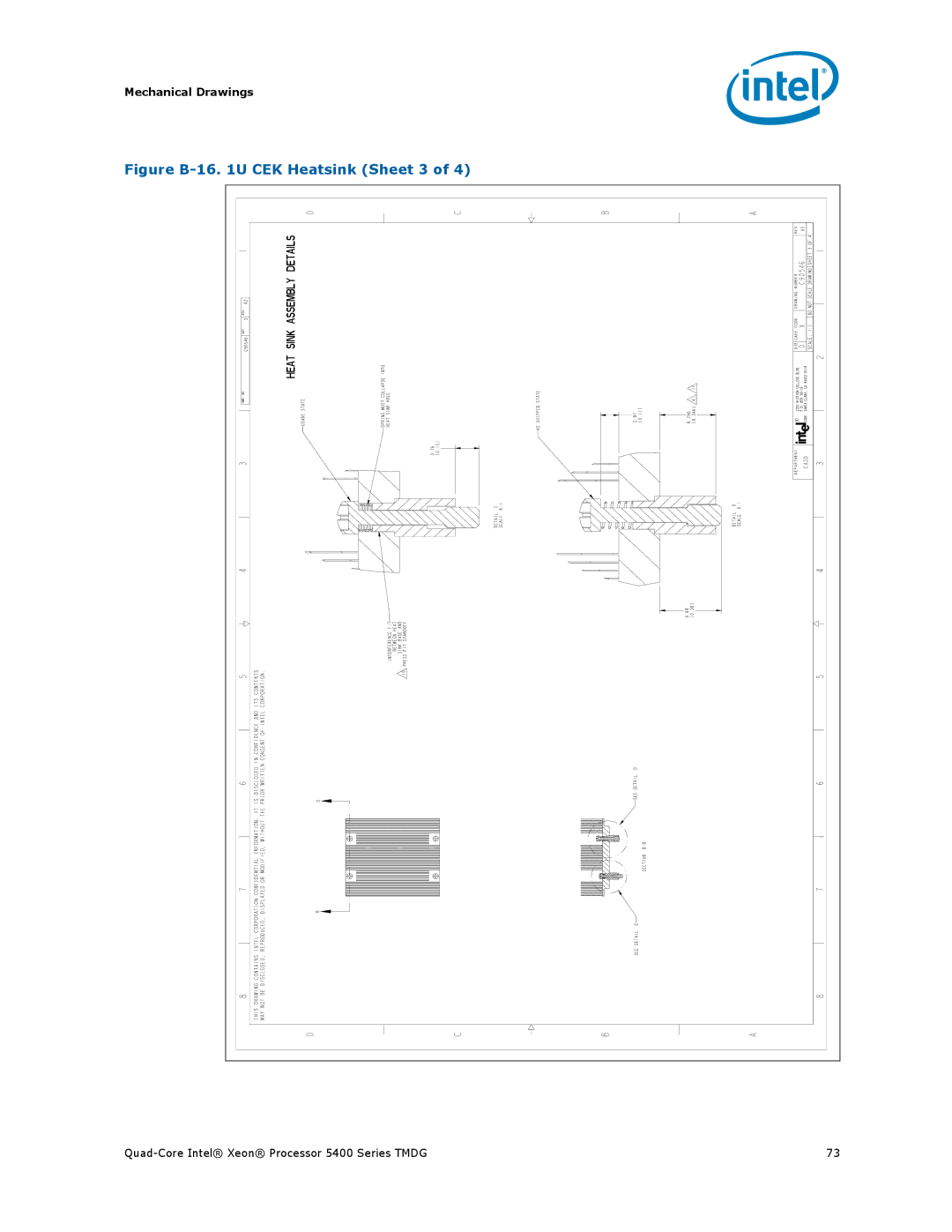 Intel 5400 Series manual Figure B-16 U CEK Heatsink Sheet 3 