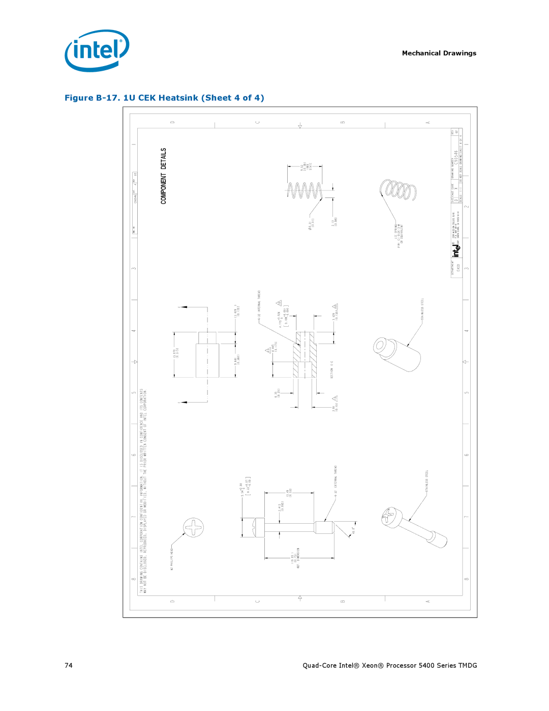 Intel 5400 Series manual Figure B-17 U CEK Heatsink Sheet 4 