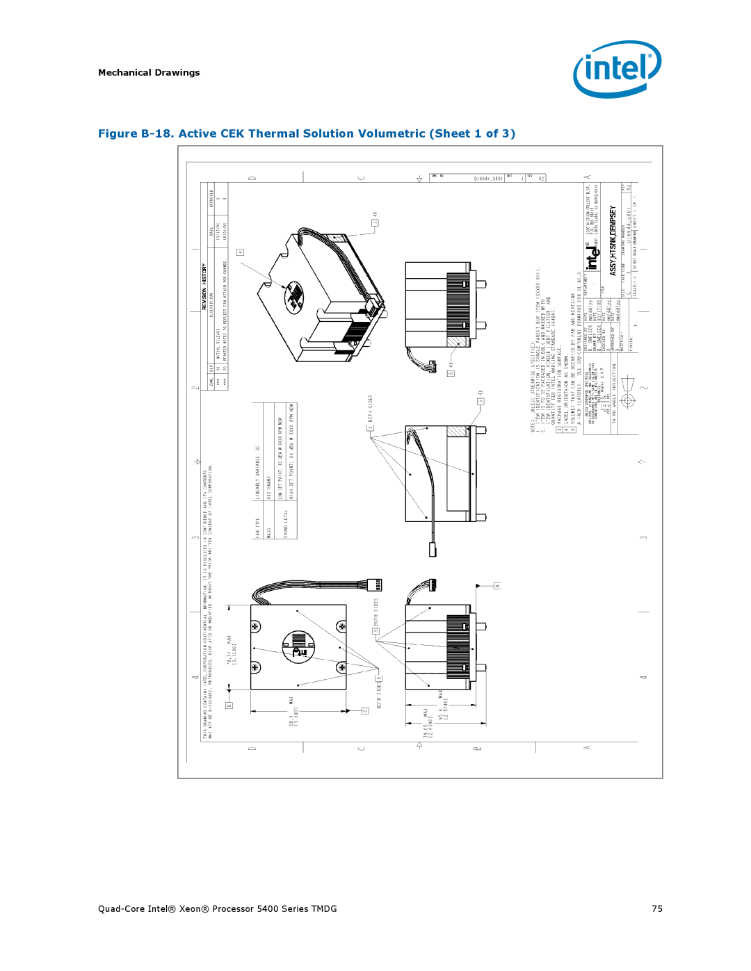 Intel 5400 Series manual Figure B-18. Active CEK Thermal Solution Volumetric Sheet 1 