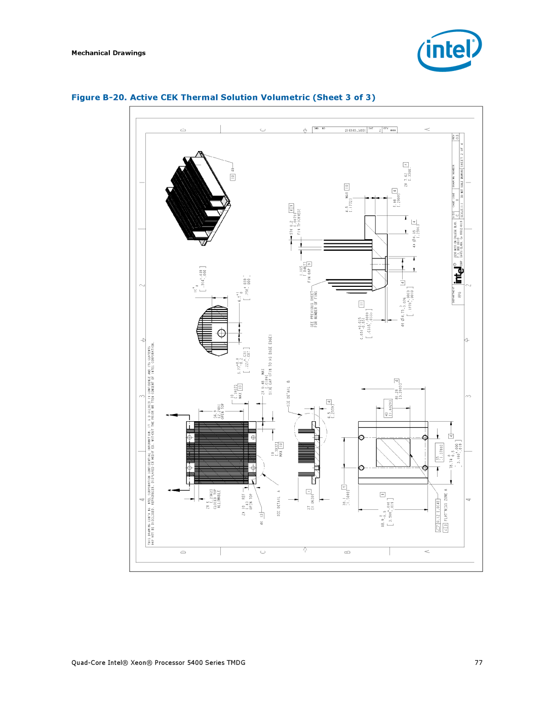 Intel 5400 Series manual Figure B-20. Active CEK Thermal Solution Volumetric Sheet 3 