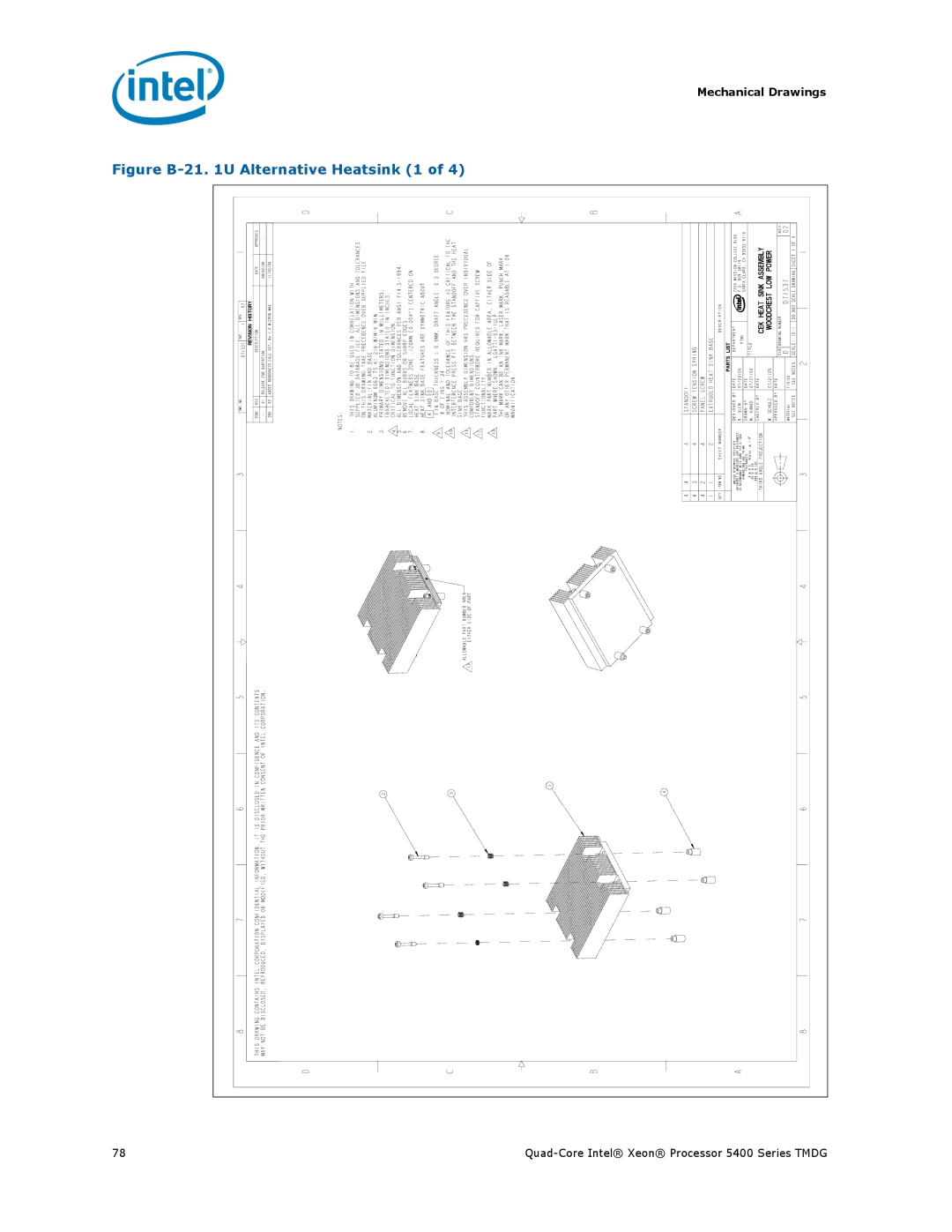 Intel 5400 Series manual Figure B-21 U Alternative Heatsink 1 