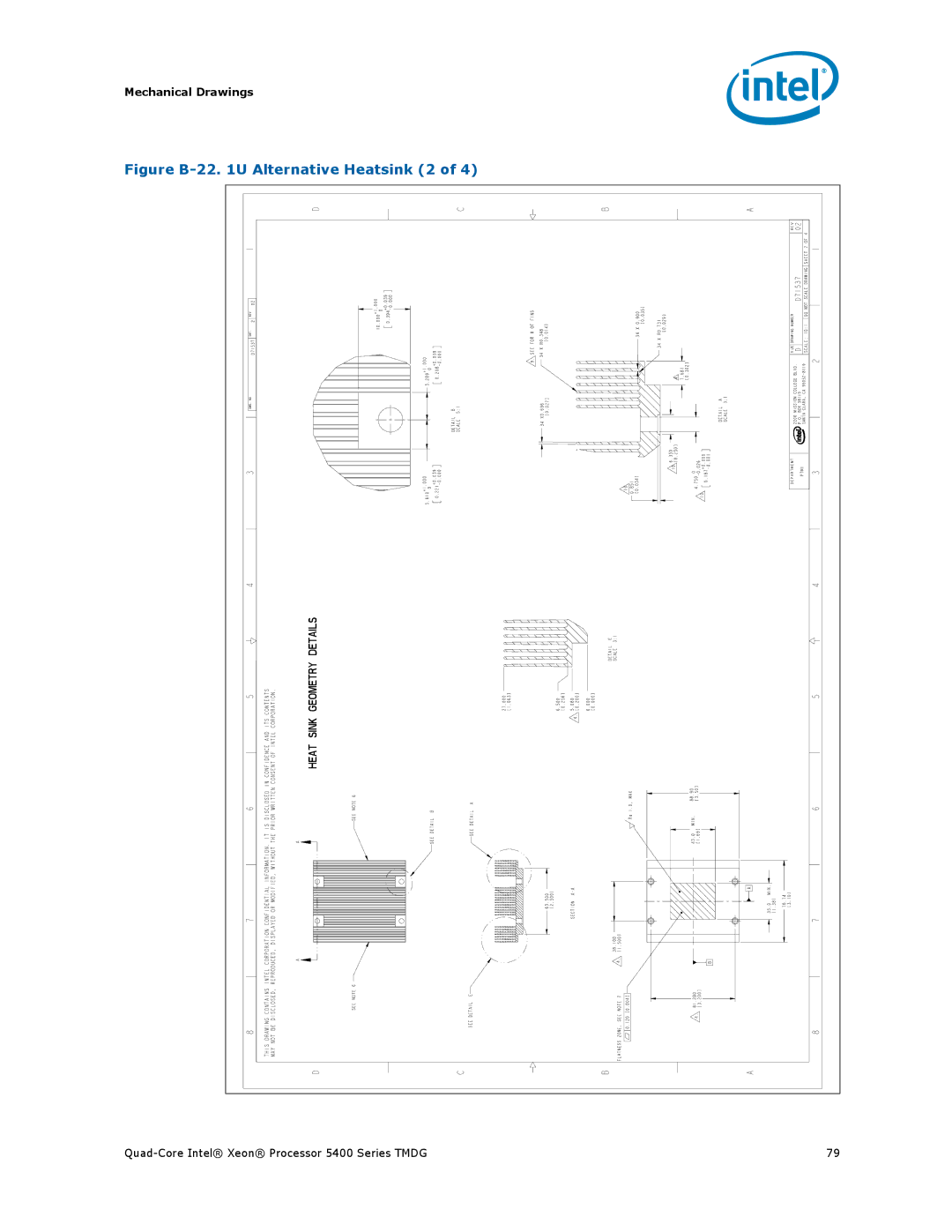 Intel 5400 Series manual Figure B-22 U Alternative Heatsink 2 