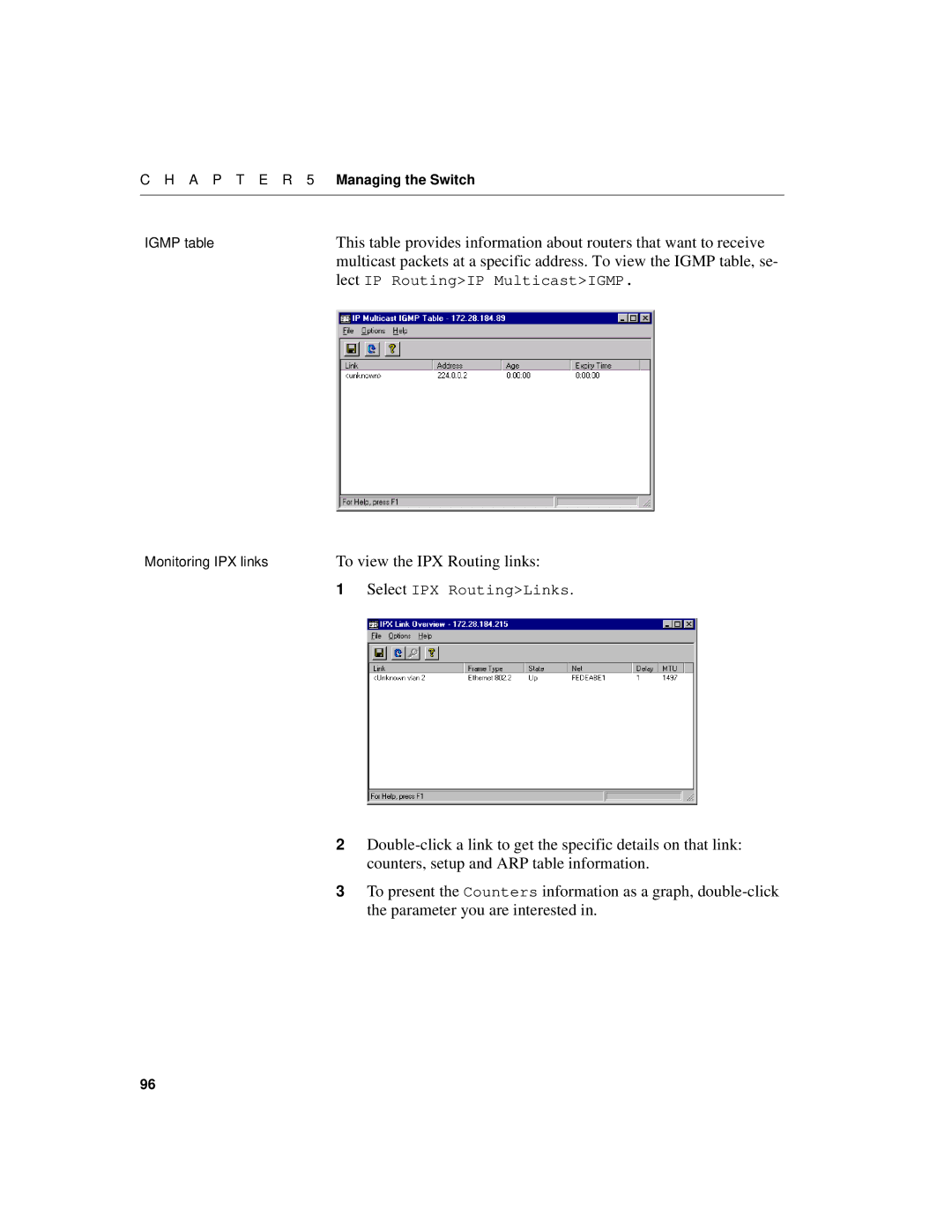 Intel 550F manual To view the IPX Routing links 