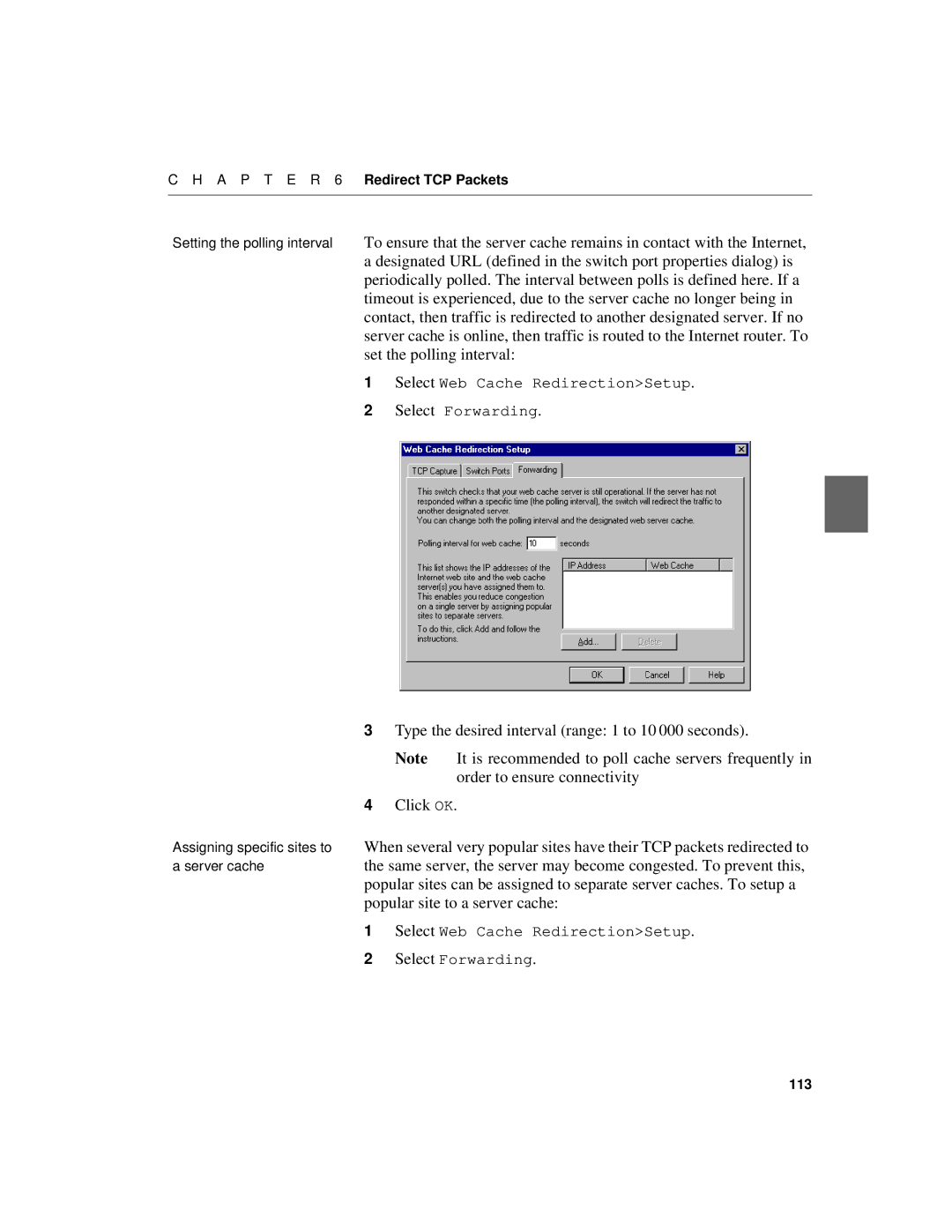 Intel 550F manual Select Web Cache RedirectionSetup Select Forwarding 