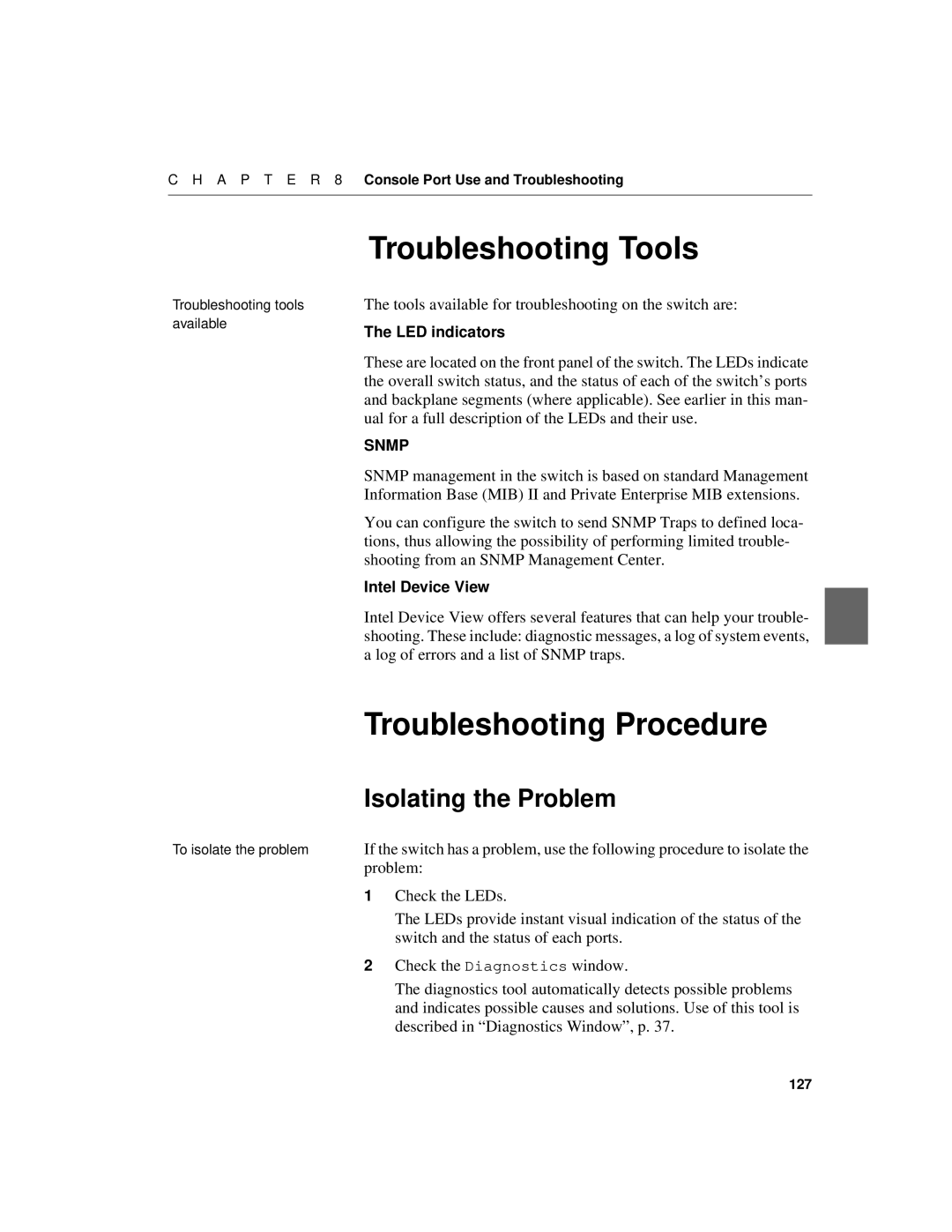 Intel 550F manual Troubleshooting Tools, Troubleshooting Procedure, Isolating the Problem 