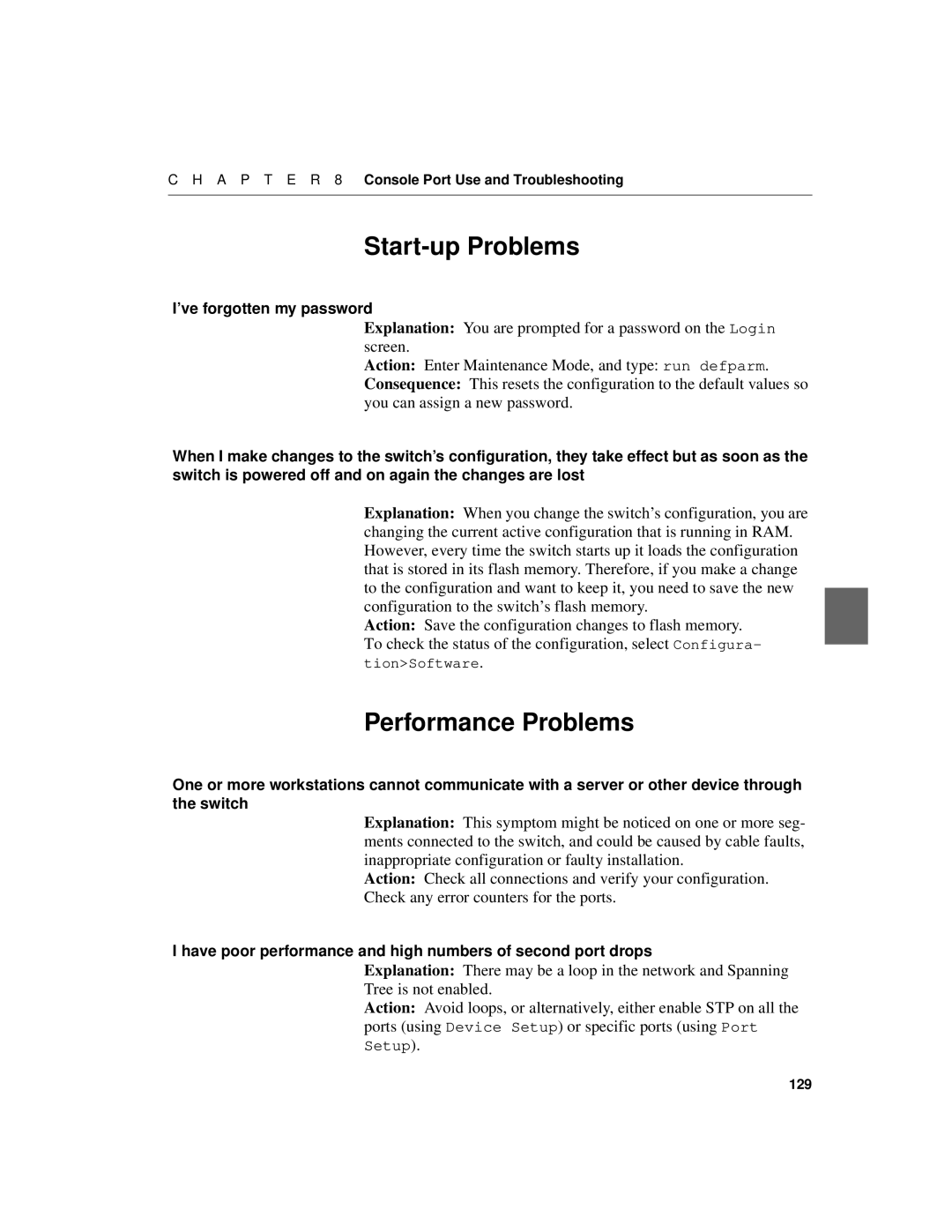 Intel 550F manual Start-up Problems, Performance Problems 