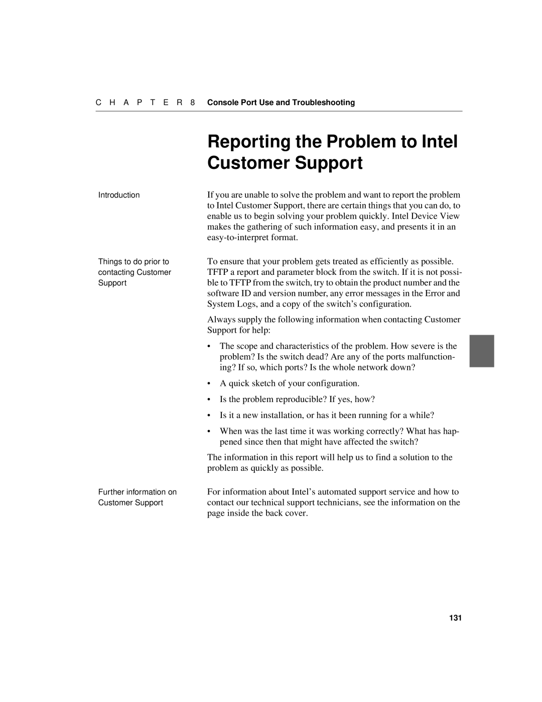 Intel 550F manual Customer Support 