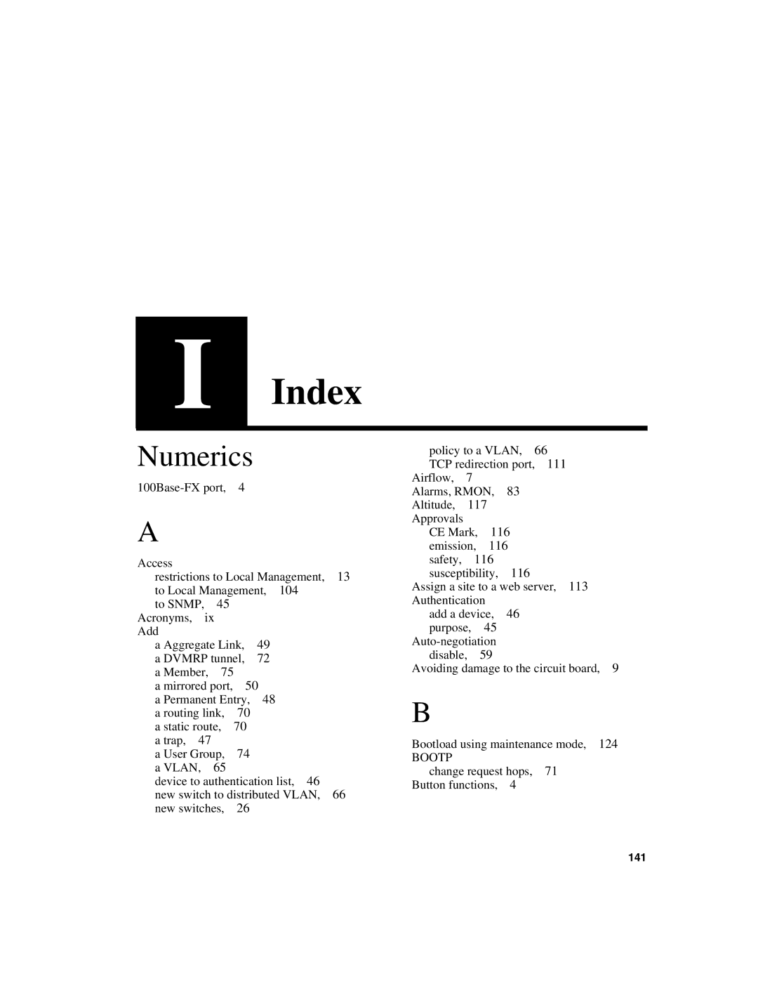 Intel 550F manual Index, 117 