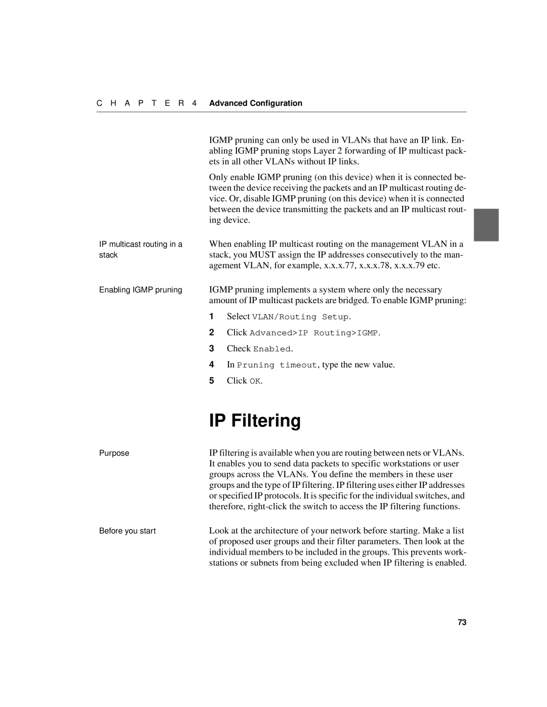 Intel 550F manual IP Filtering 