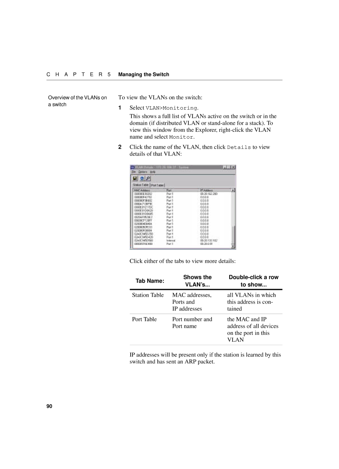 Intel 550T manual To view the VLANs on the switch 