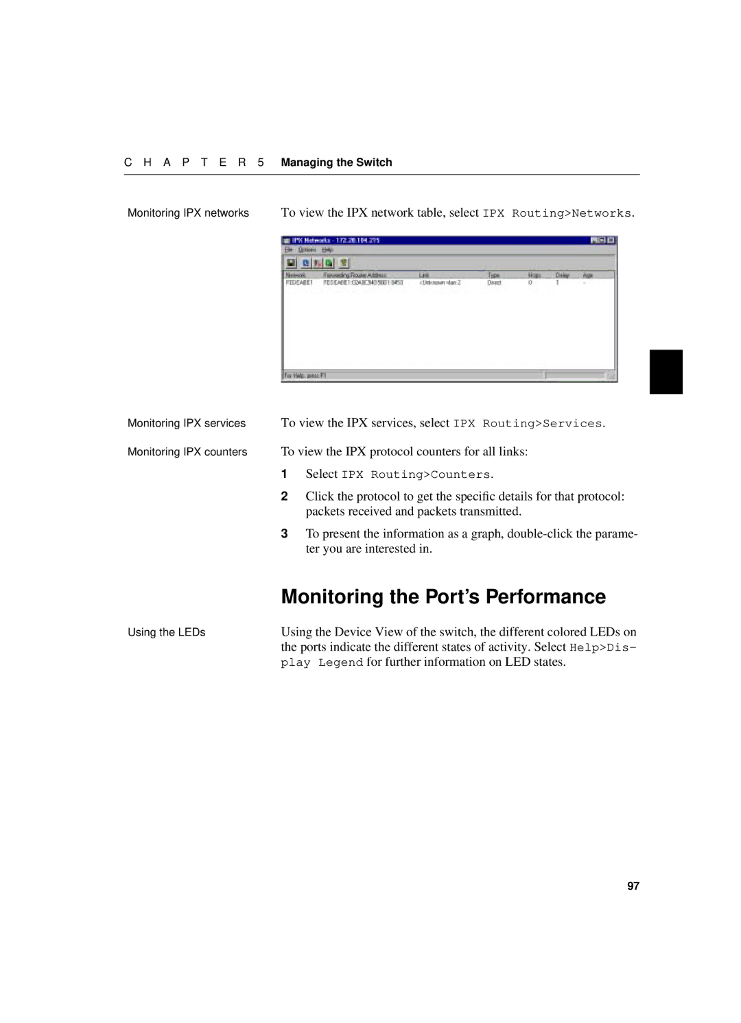 Intel 550T manual Monitoring the Port’s Performance, Play Legend for further information on LED states 