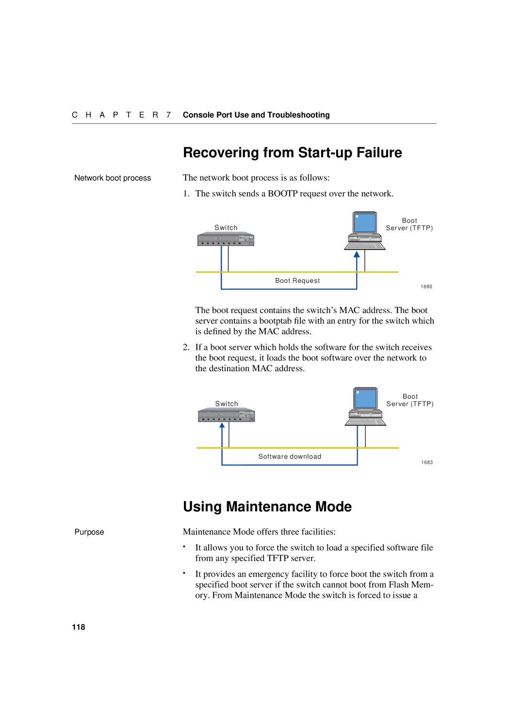 Intel 550T manual Recovering from Start-up Failure, Using Maintenance Mode, Maintenance Mode offers three facilities 