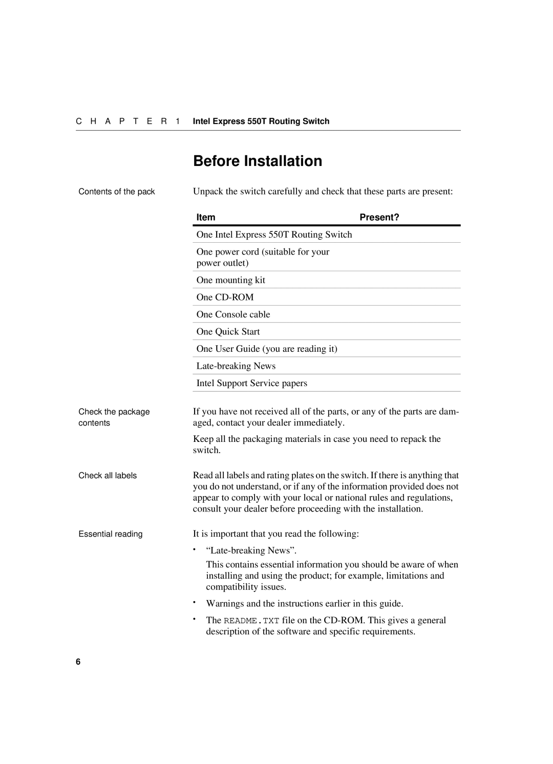 Intel 550T manual Before Installation, Consult your dealer before proceeding with the installation 