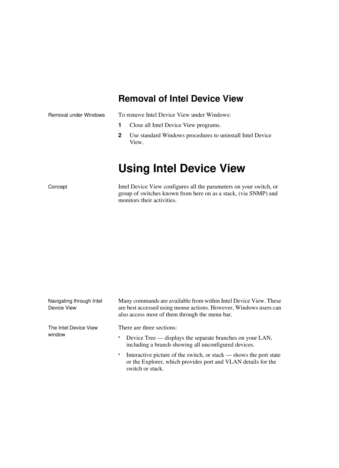 Intel 550T manual Using Intel Device View, Removal of Intel Device View 