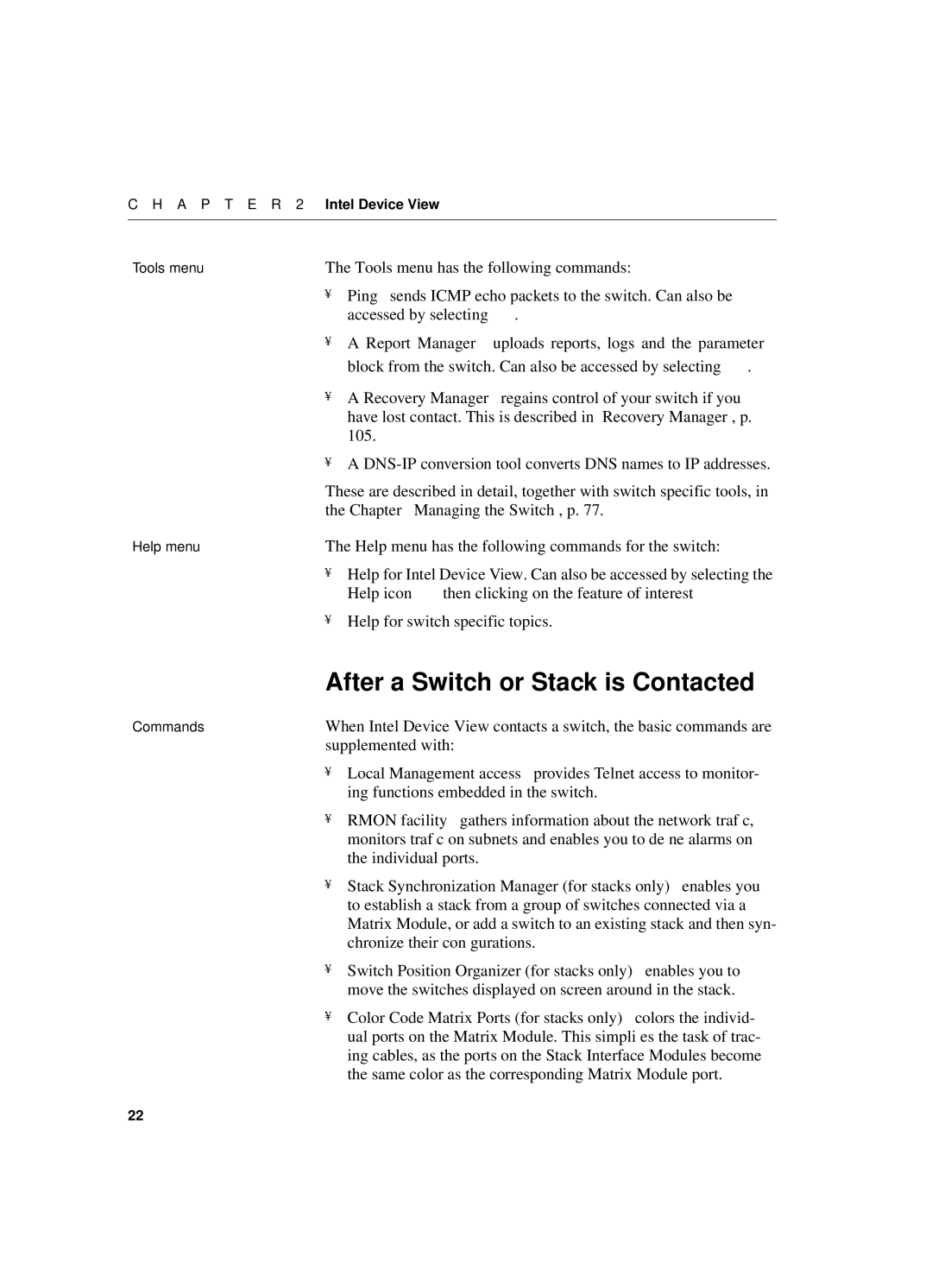 Intel 550T manual After a Switch or Stack is Contacted 