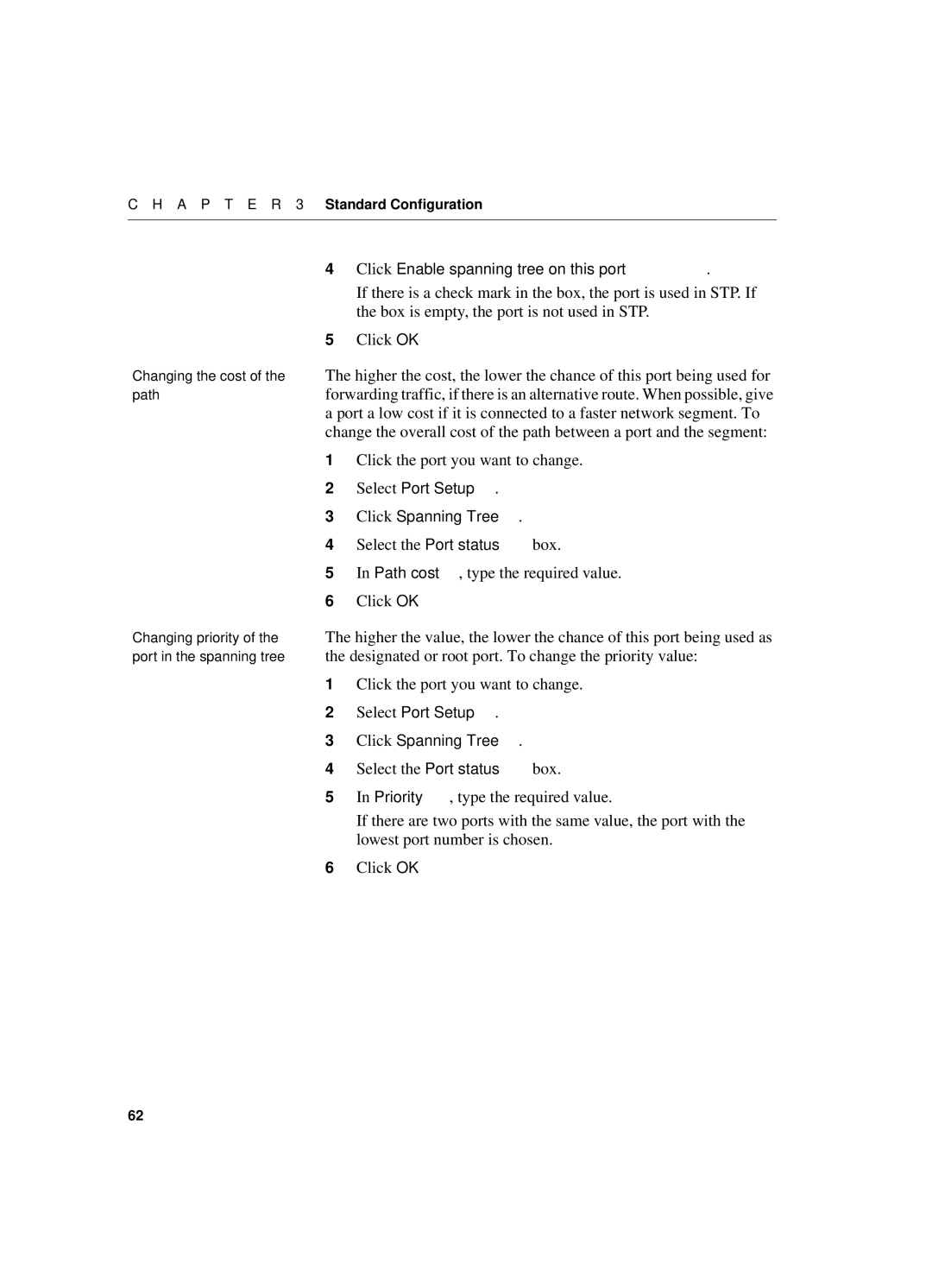 Intel 550T manual Click Enable spanning tree on this port 