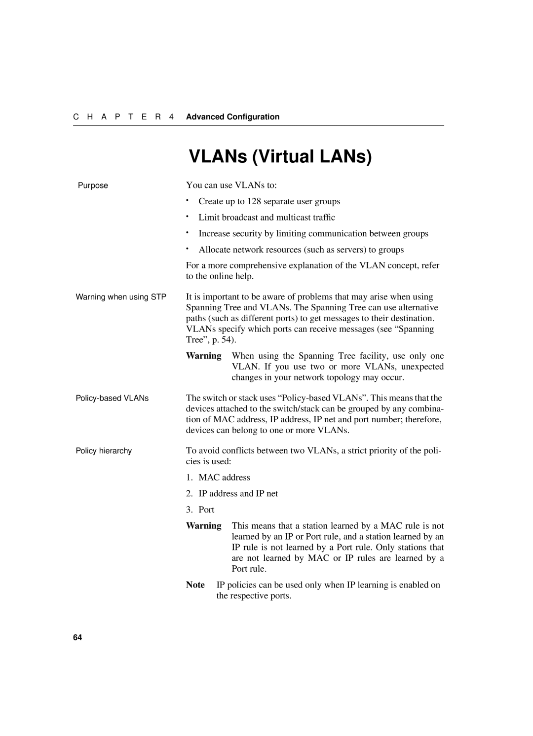 Intel 550T manual VLANs Virtual LANs 