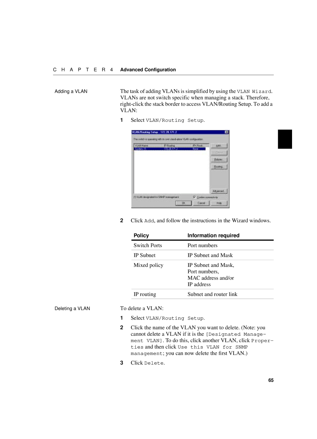 Intel 550T manual To delete a Vlan, Click the name of the Vlan you want to delete. Note you, Click Delete 