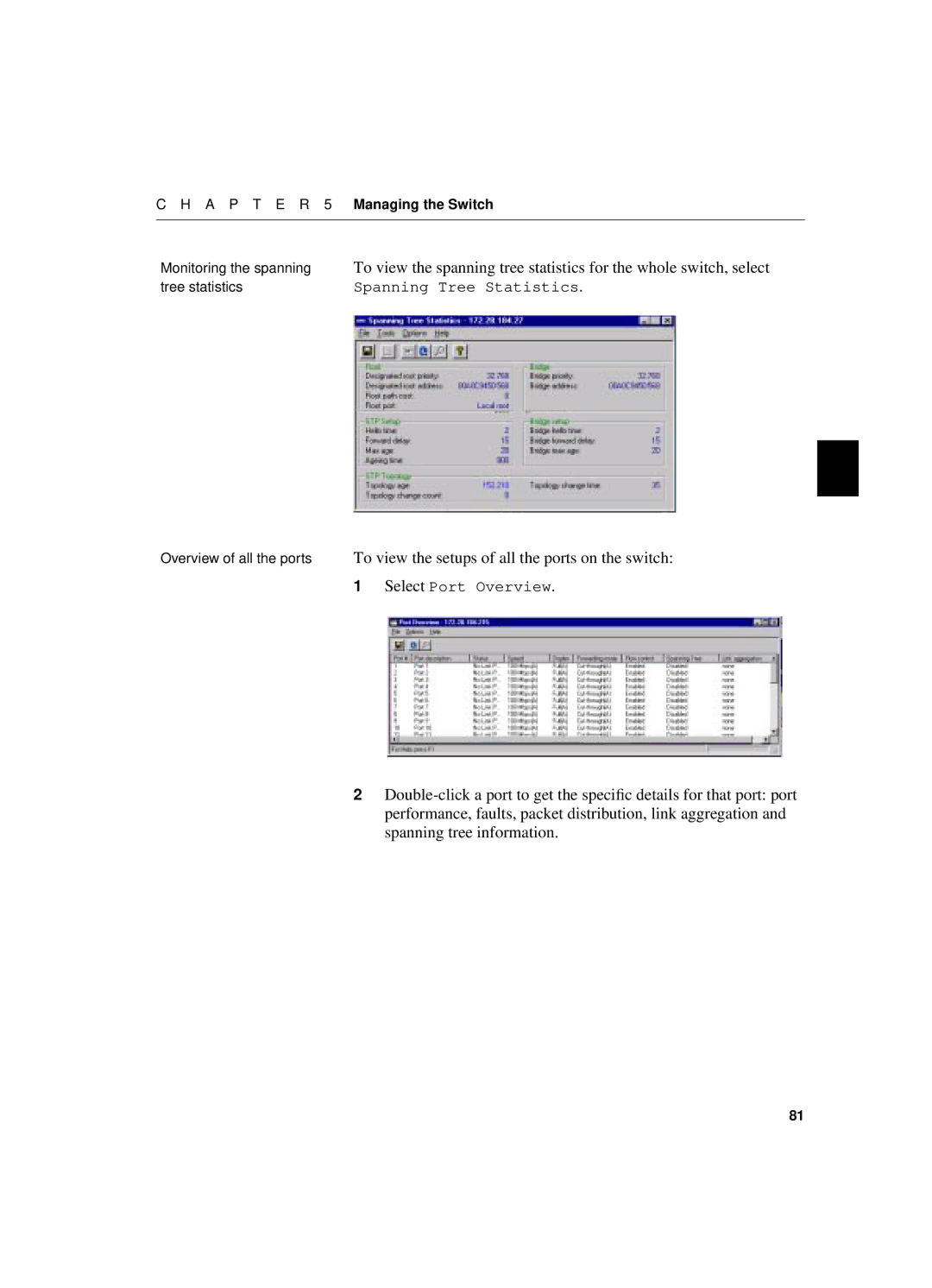 Intel 550T manual Spanning Tree Statistics 