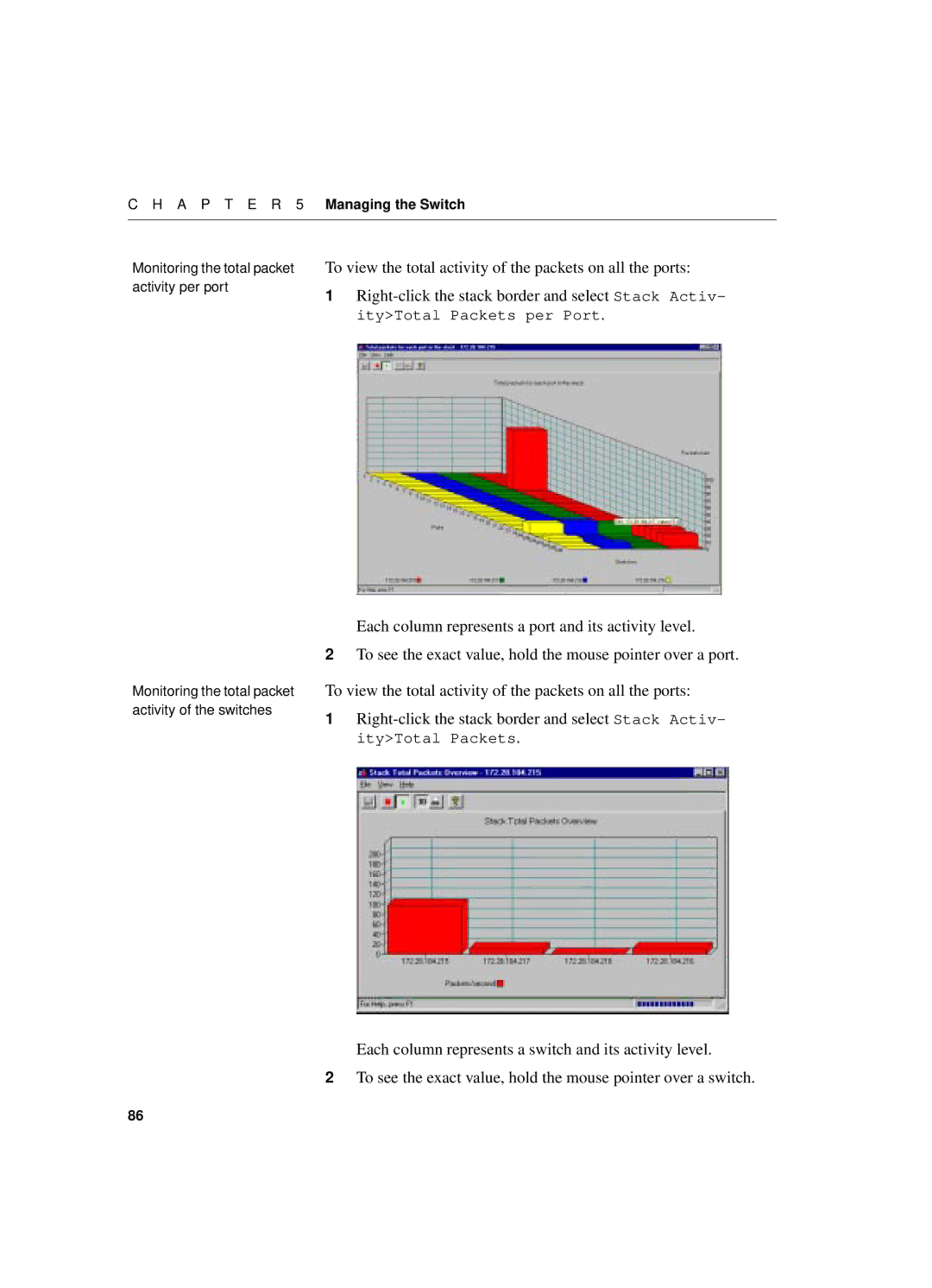 Intel 550T manual Monitoring the total packet activity per port 