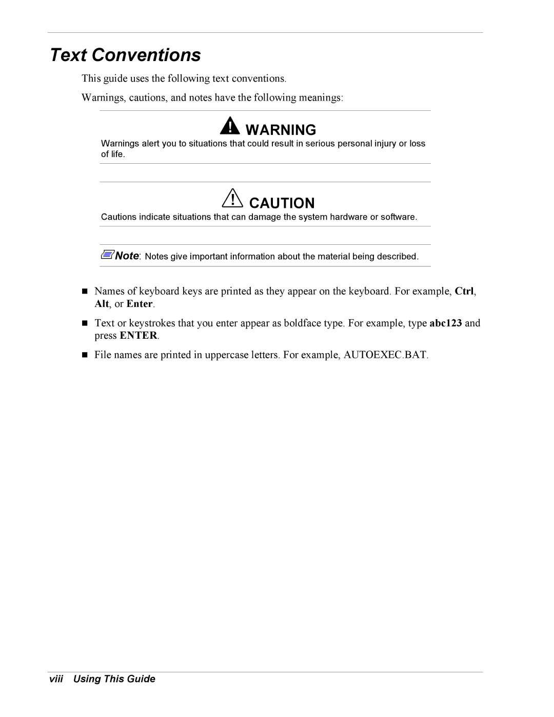 Intel 5800/120Ld manual Text Conventions, Viii Using This Guide 