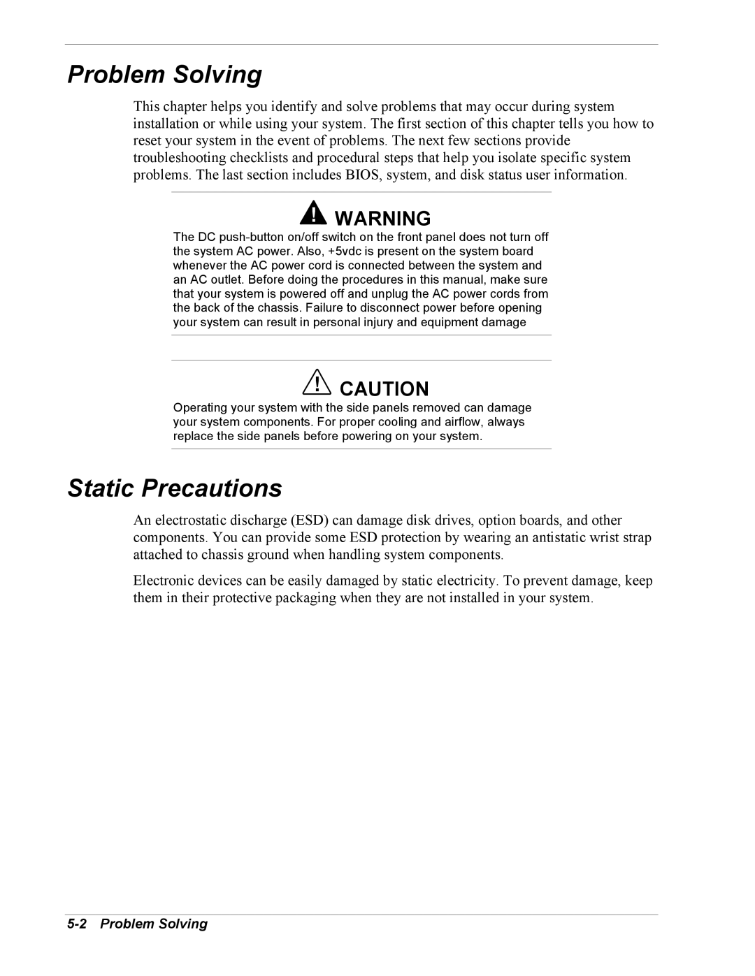 Intel 5800/120Ld manual Problem Solving 