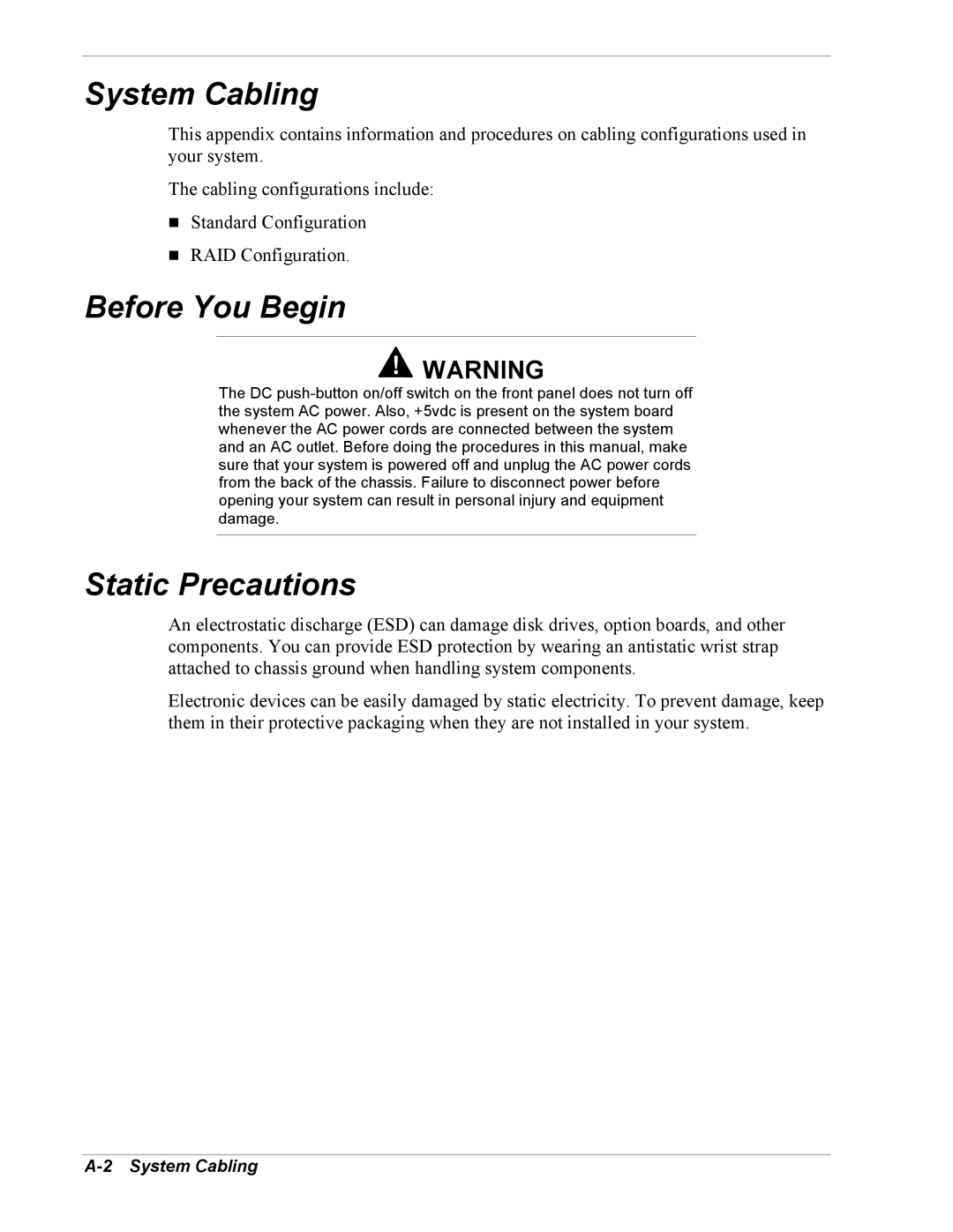 Intel 5800/120Ld manual System Cabling, Before You Begin 