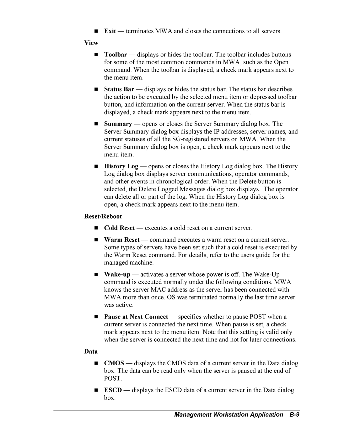 Intel 5800/120Ld manual View, Management Workstation Application B-9 