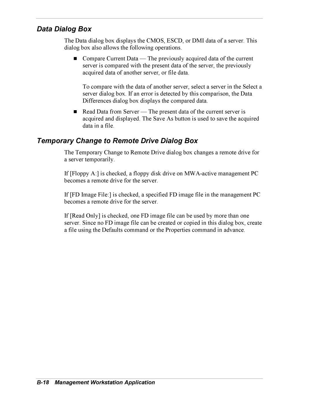 Intel 5800/120Ld manual Data Dialog Box, Temporary Change to Remote Drive Dialog Box 